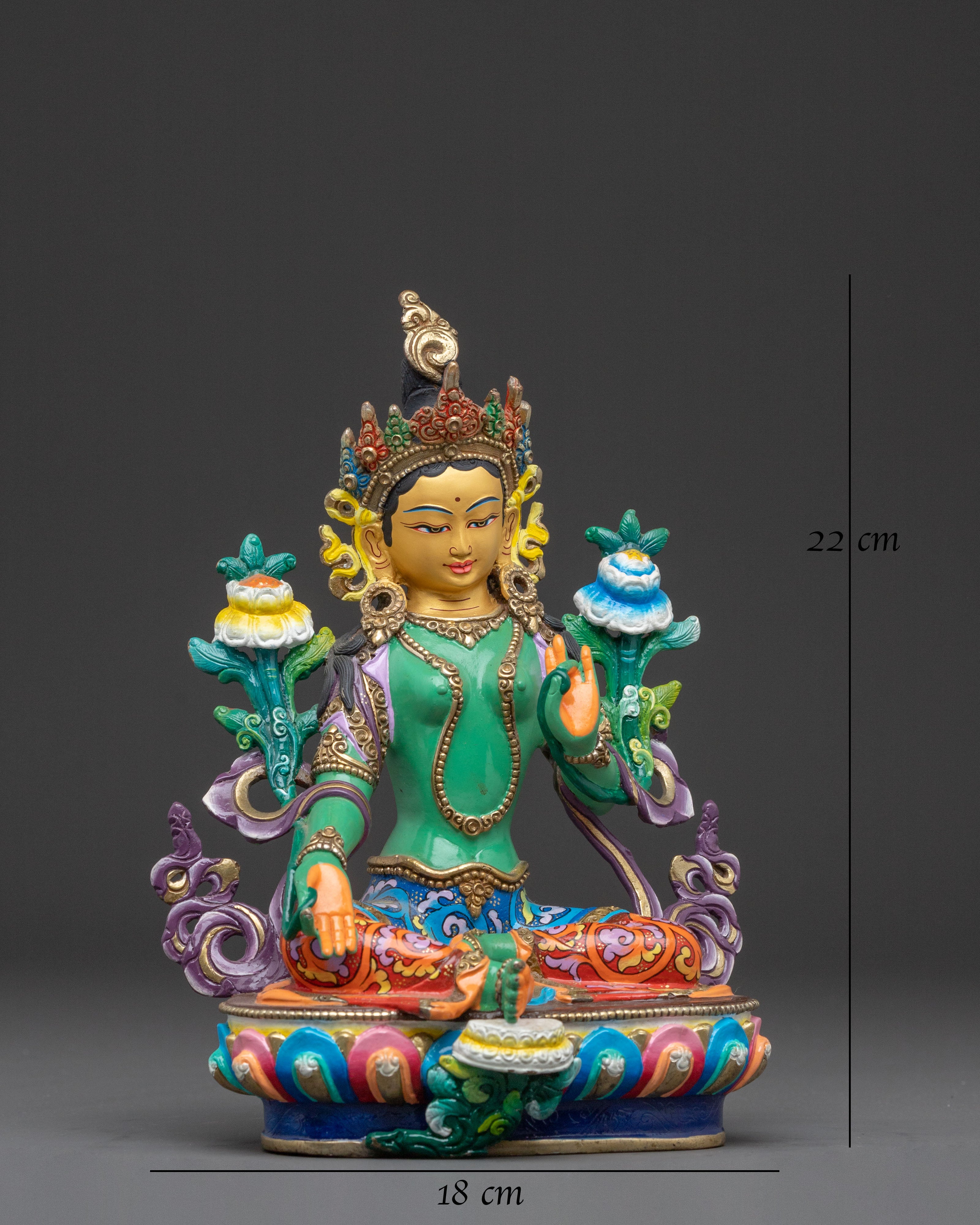 Green Tara Swift Compassion Statue | Hand-Gilded Copper