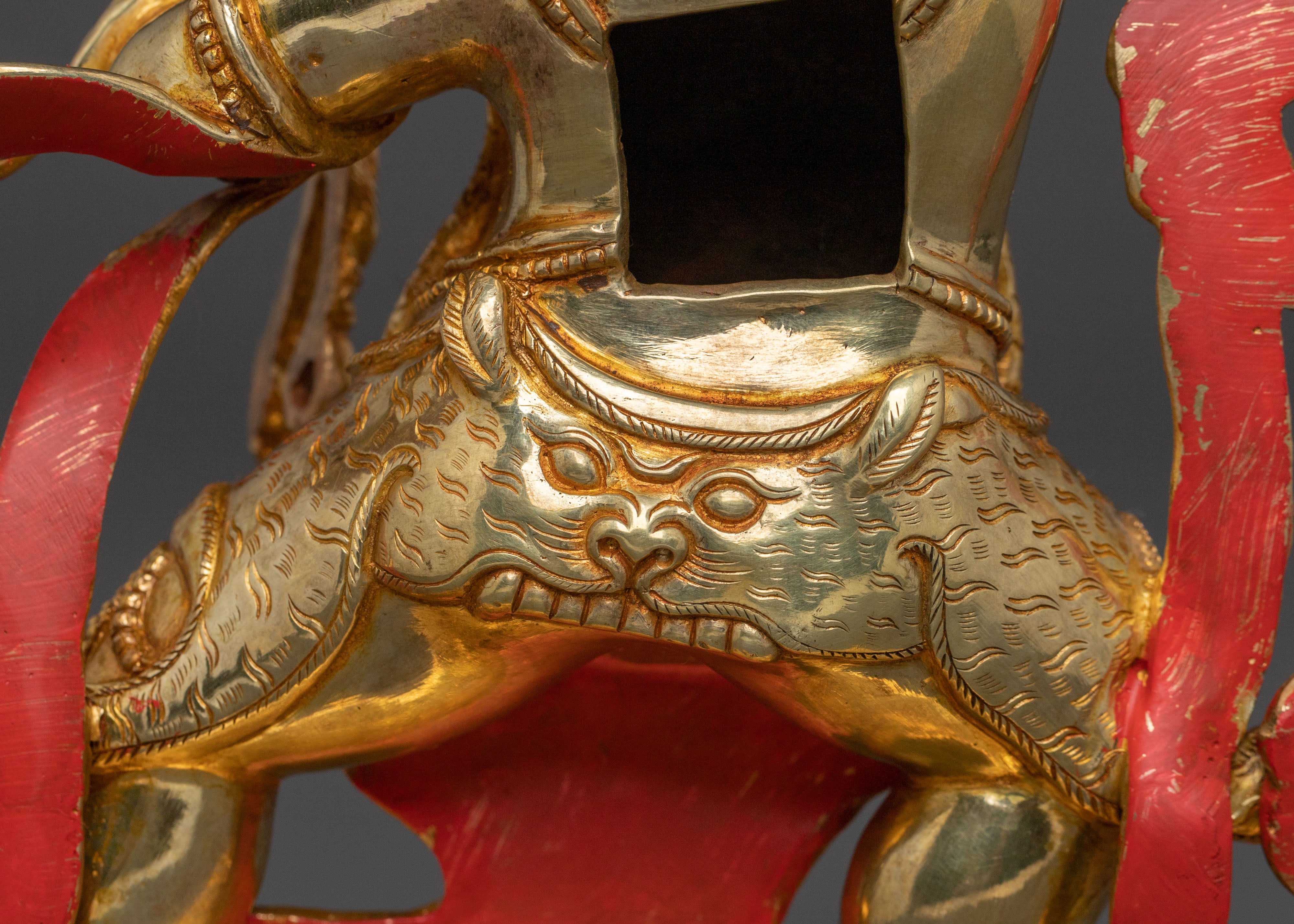 Vajrapani Protector Icon: 24K Gold Gilded Sculpture