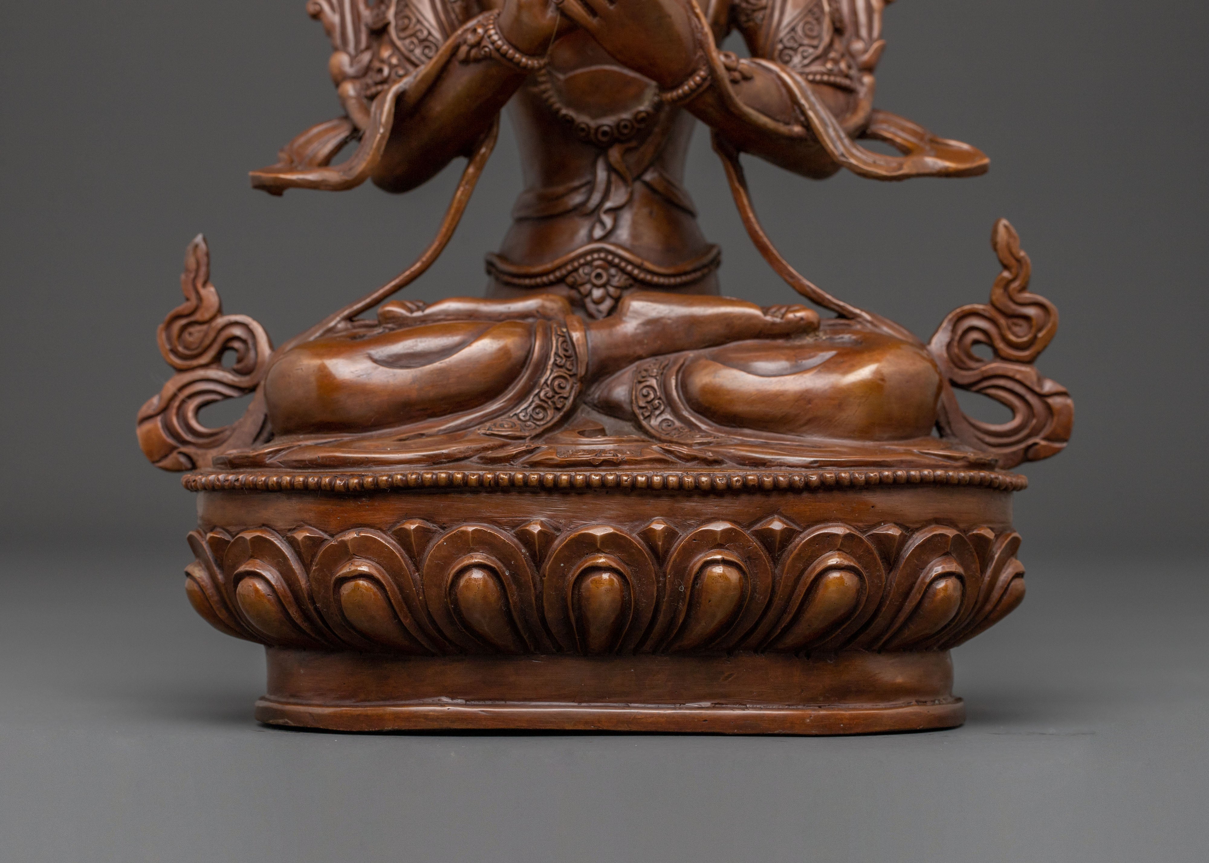 Maitreya Buddha Statue of Hope: Oxidized Copper Artistry