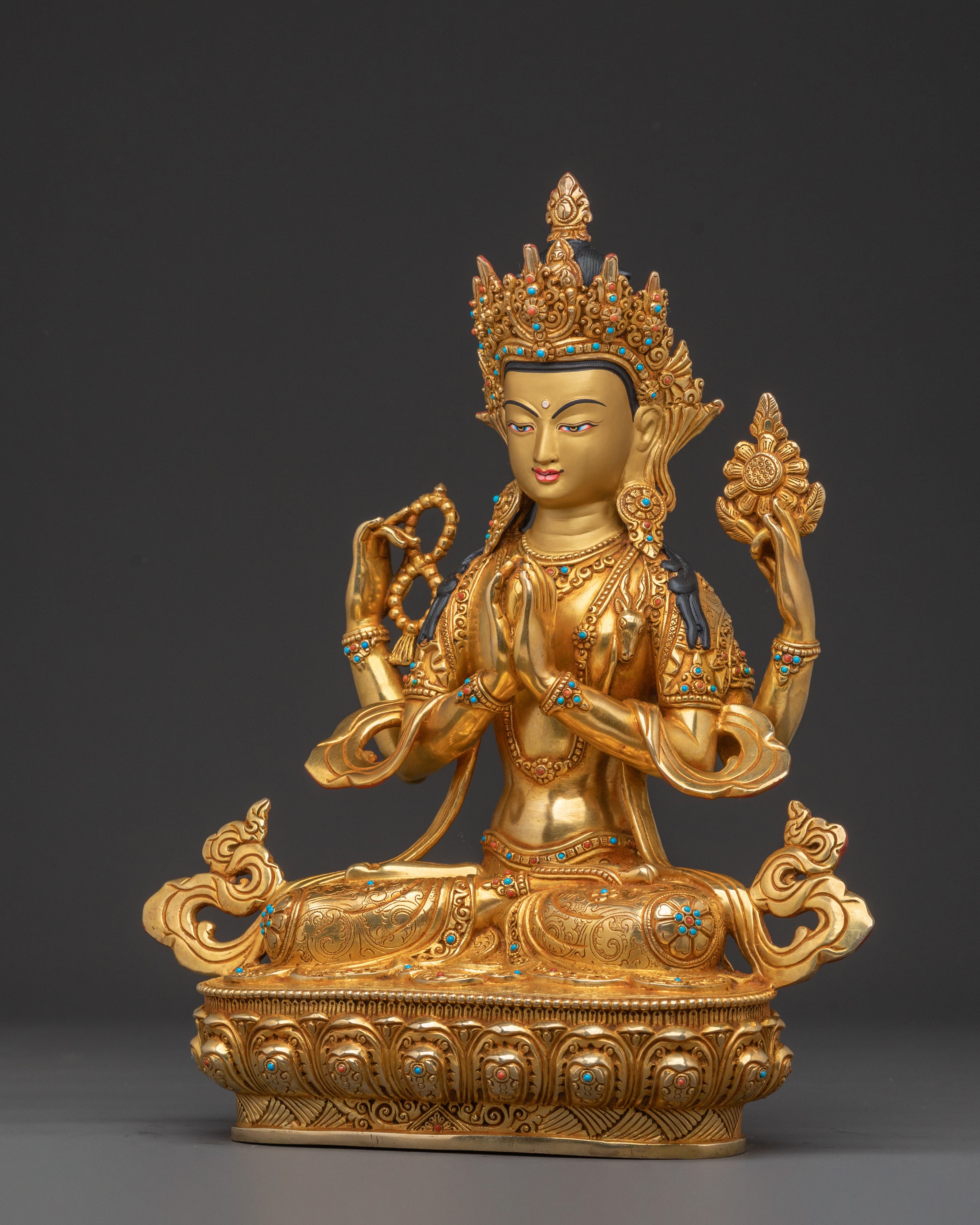 Chenrezig Protector Statue: Handcrafted Figurine for Spiritual Spaces