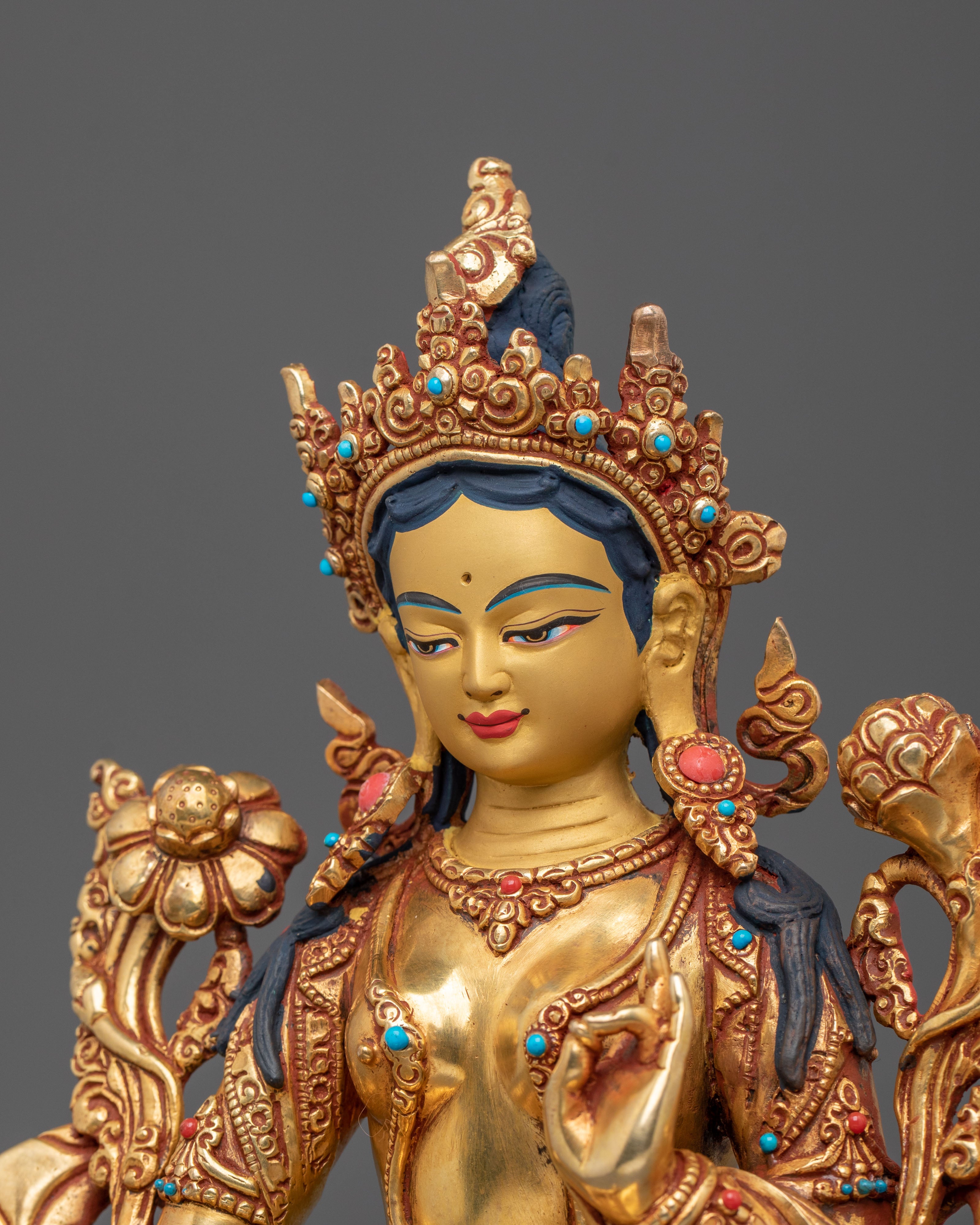 Green Tara Statue | Radiant Tibetan Goddess Figurine