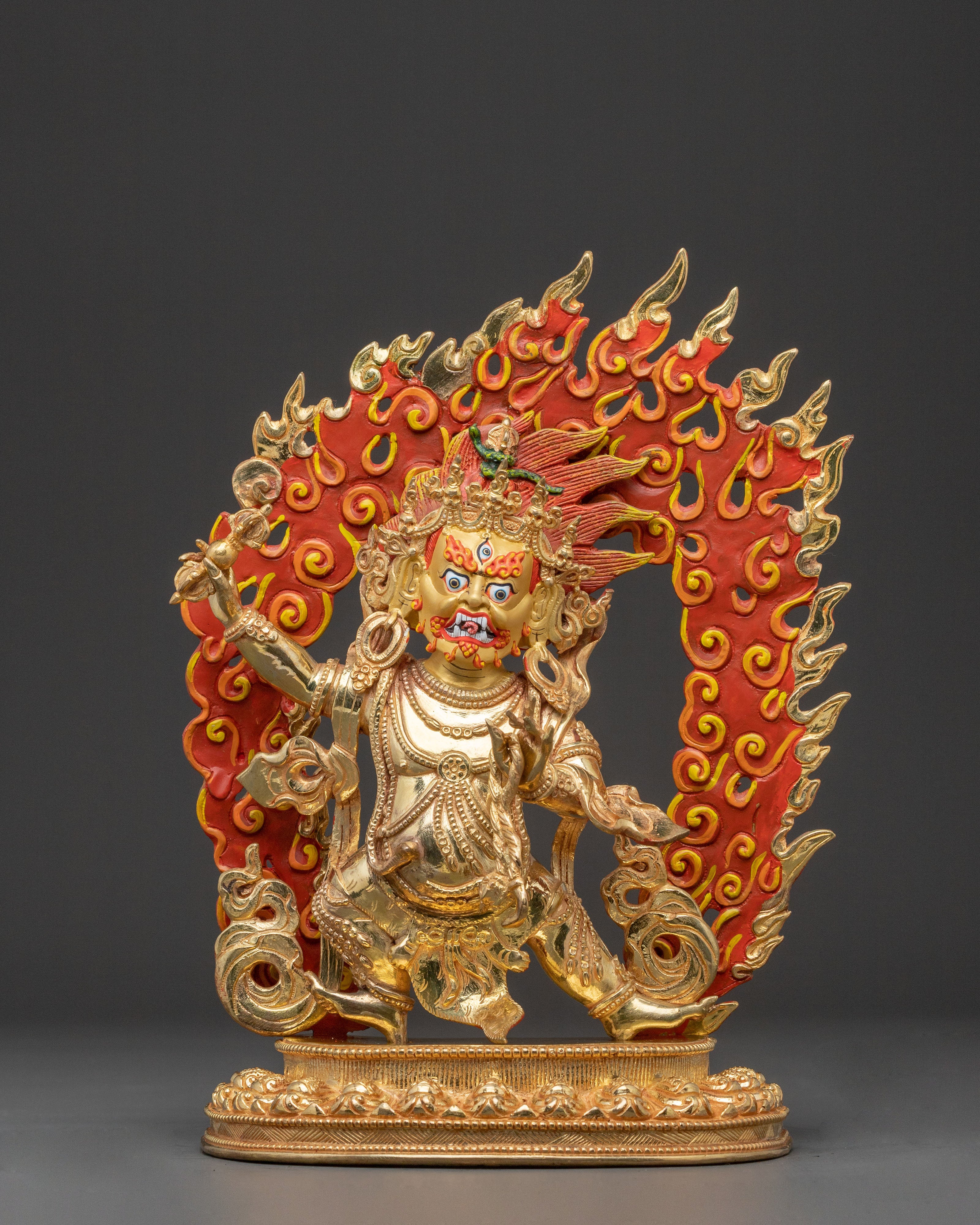 Vajrapani Bodhisattva Strength Statue - Gilded Copper Art