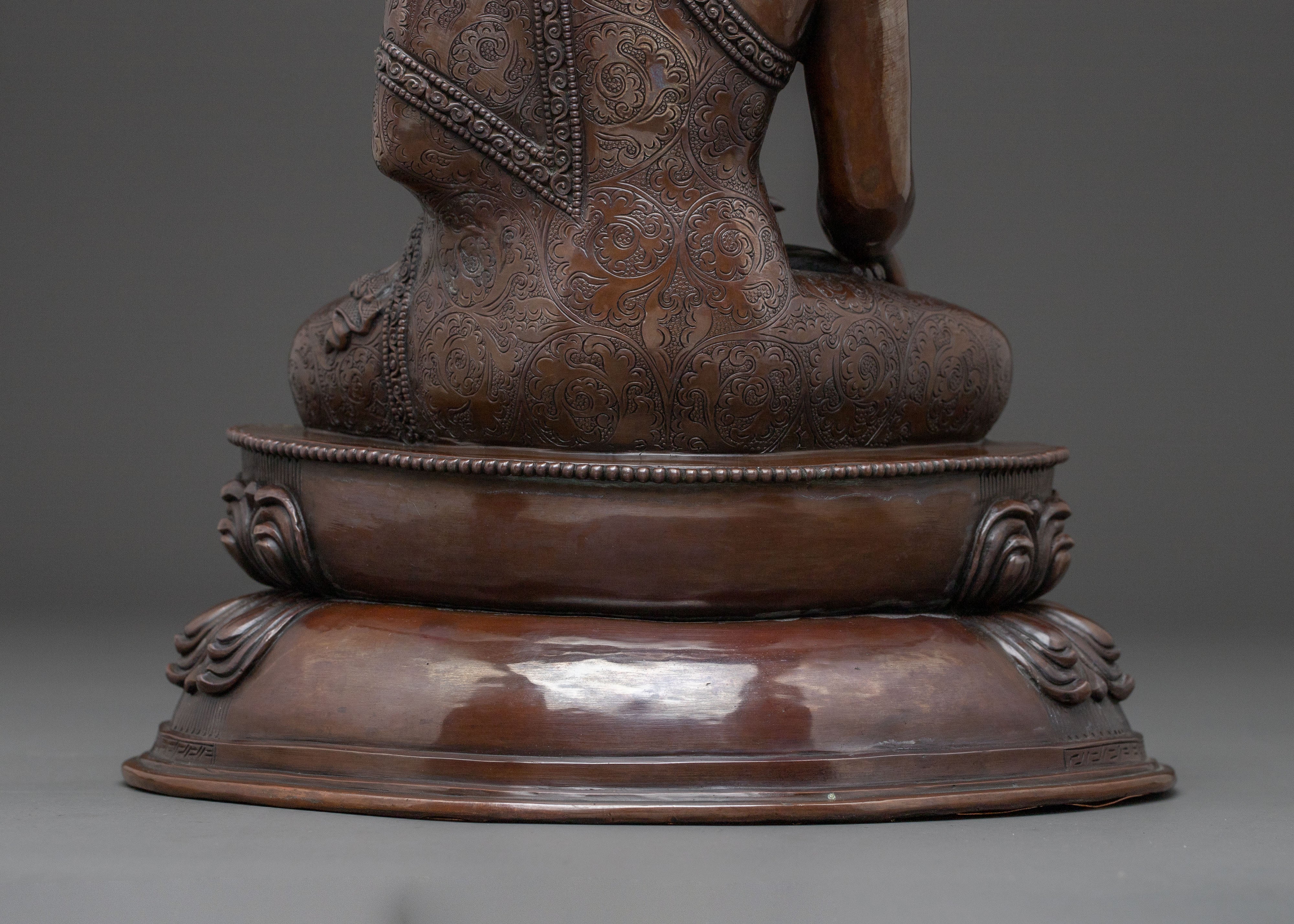 Shakyamuni Buddha Meditation Statue in Oxidized Copper
