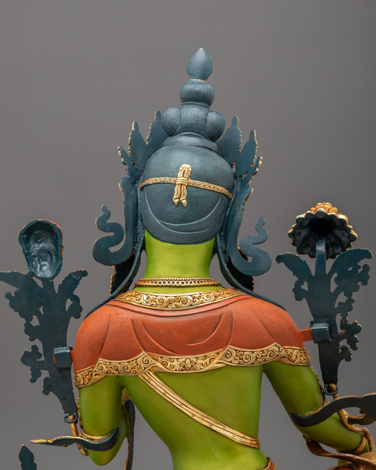Green Tara Statue | Gold and Acrylic Painted Figurine