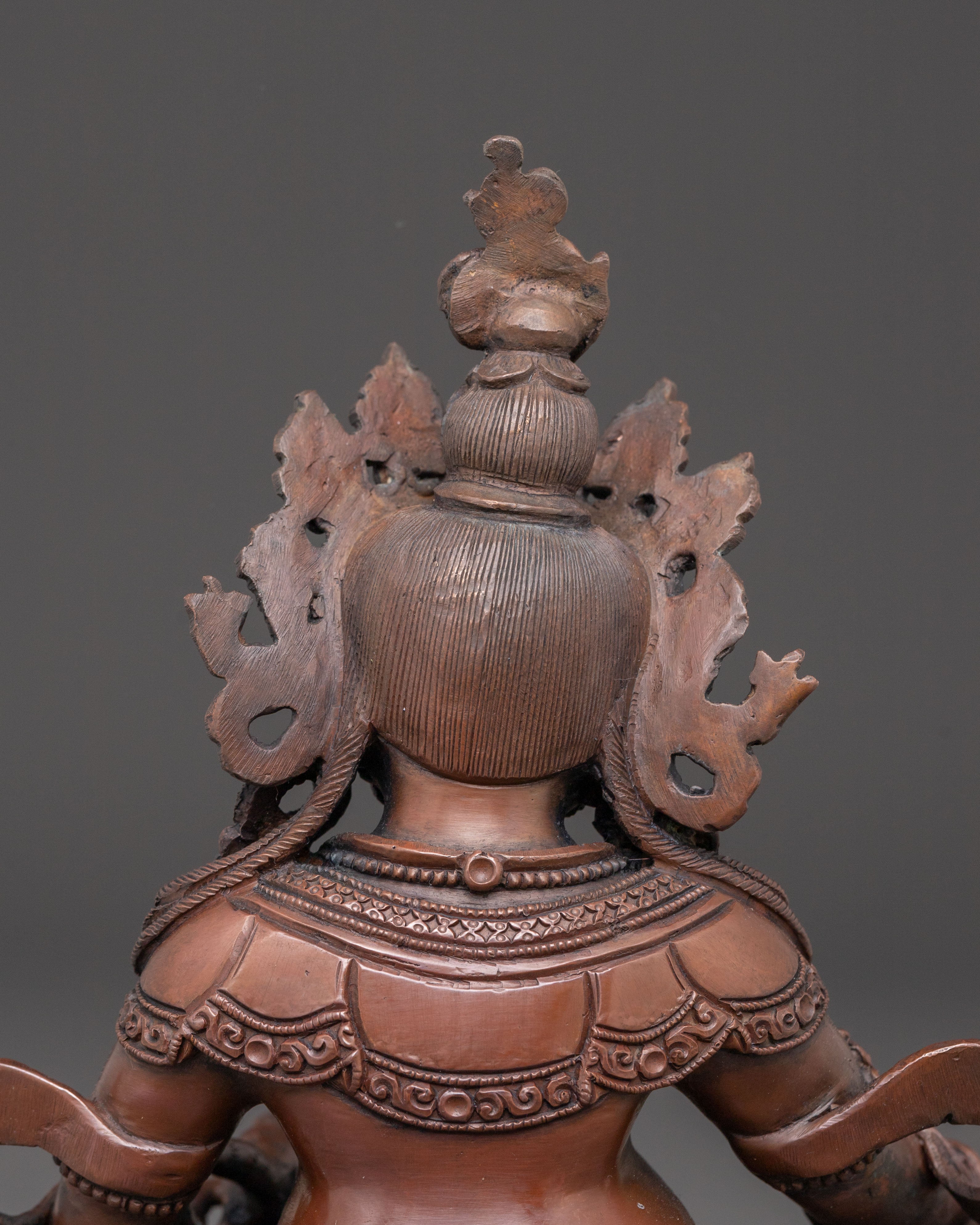 Dzambhala Oxidized Statue of Wealth | Tibetan Buddhist Deity