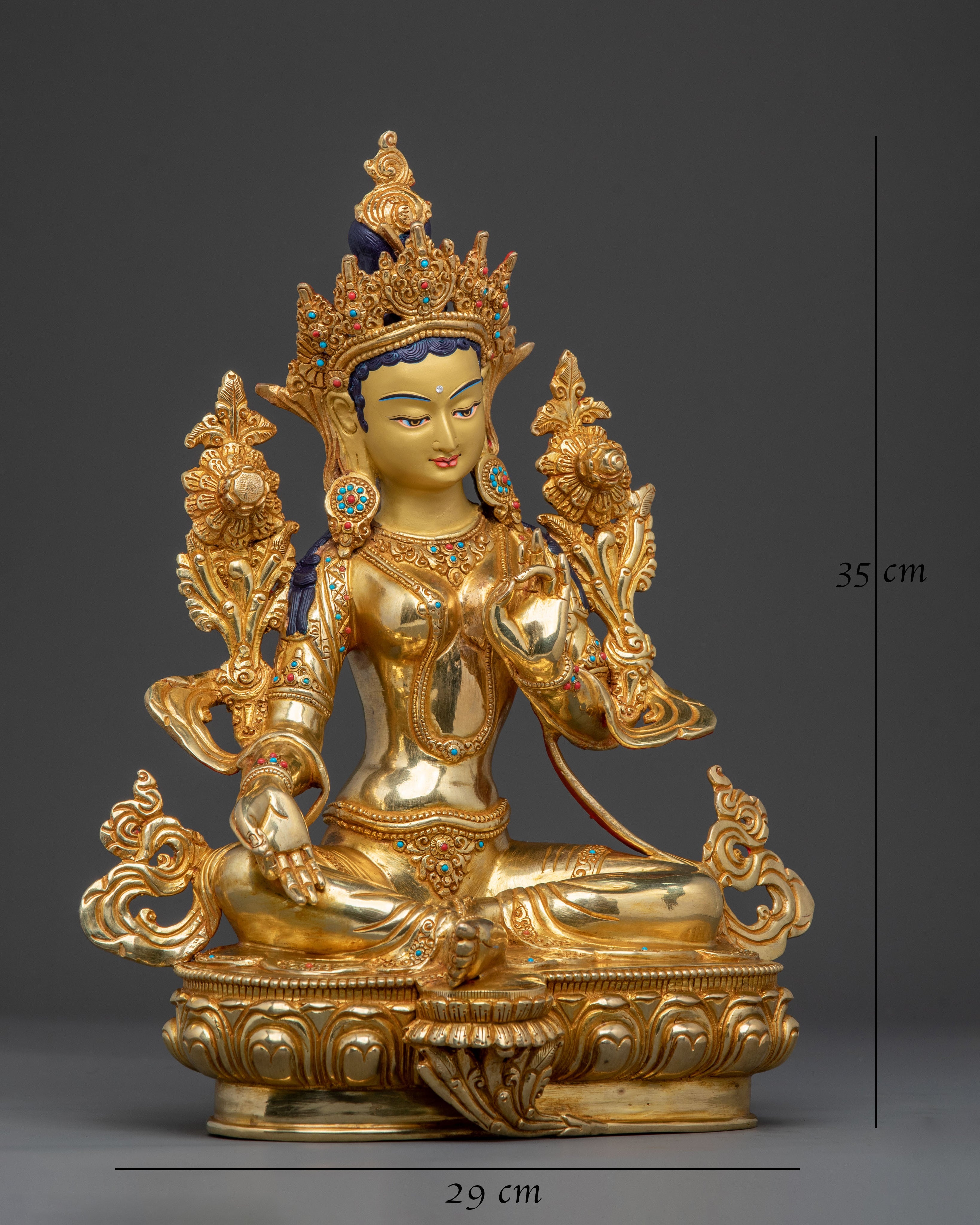 Handcrafted Green Tara Copper Statue | Symbol of Compassion