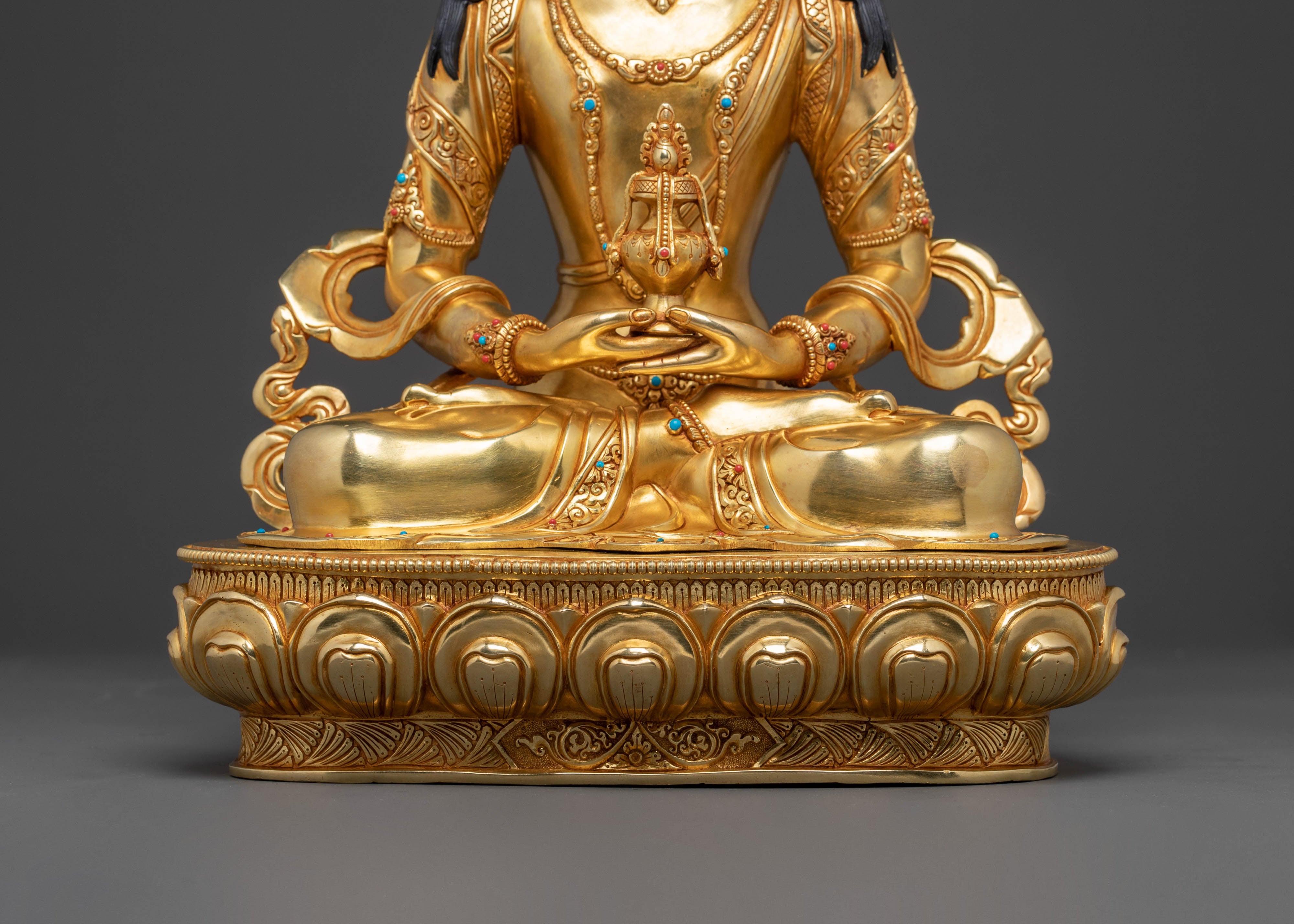 Handcrafted 24K Gold Gilded Amitayus Statue | Symbol of Longevity