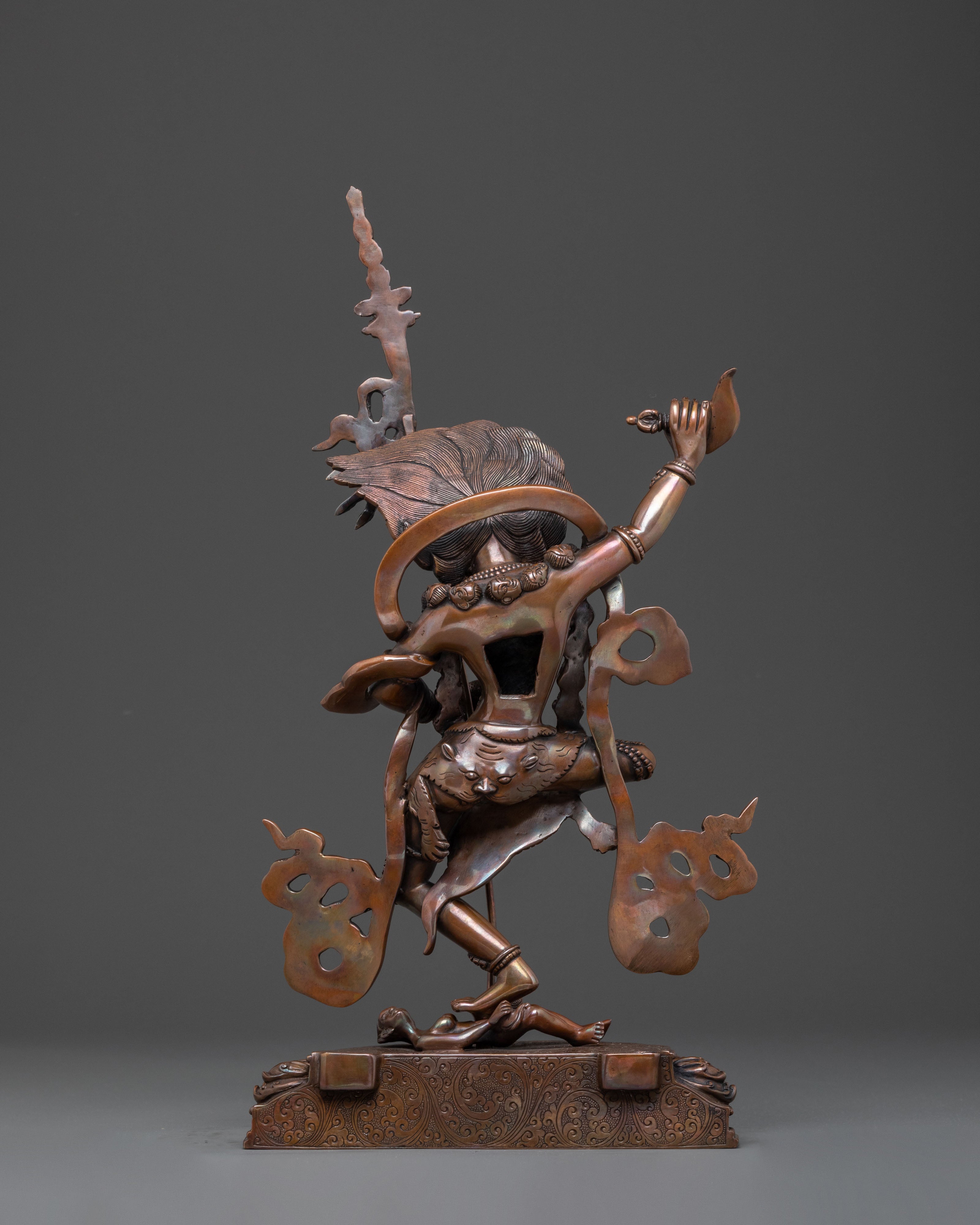 Simhamukha Oxidized Copper Statue: Divine Figurine