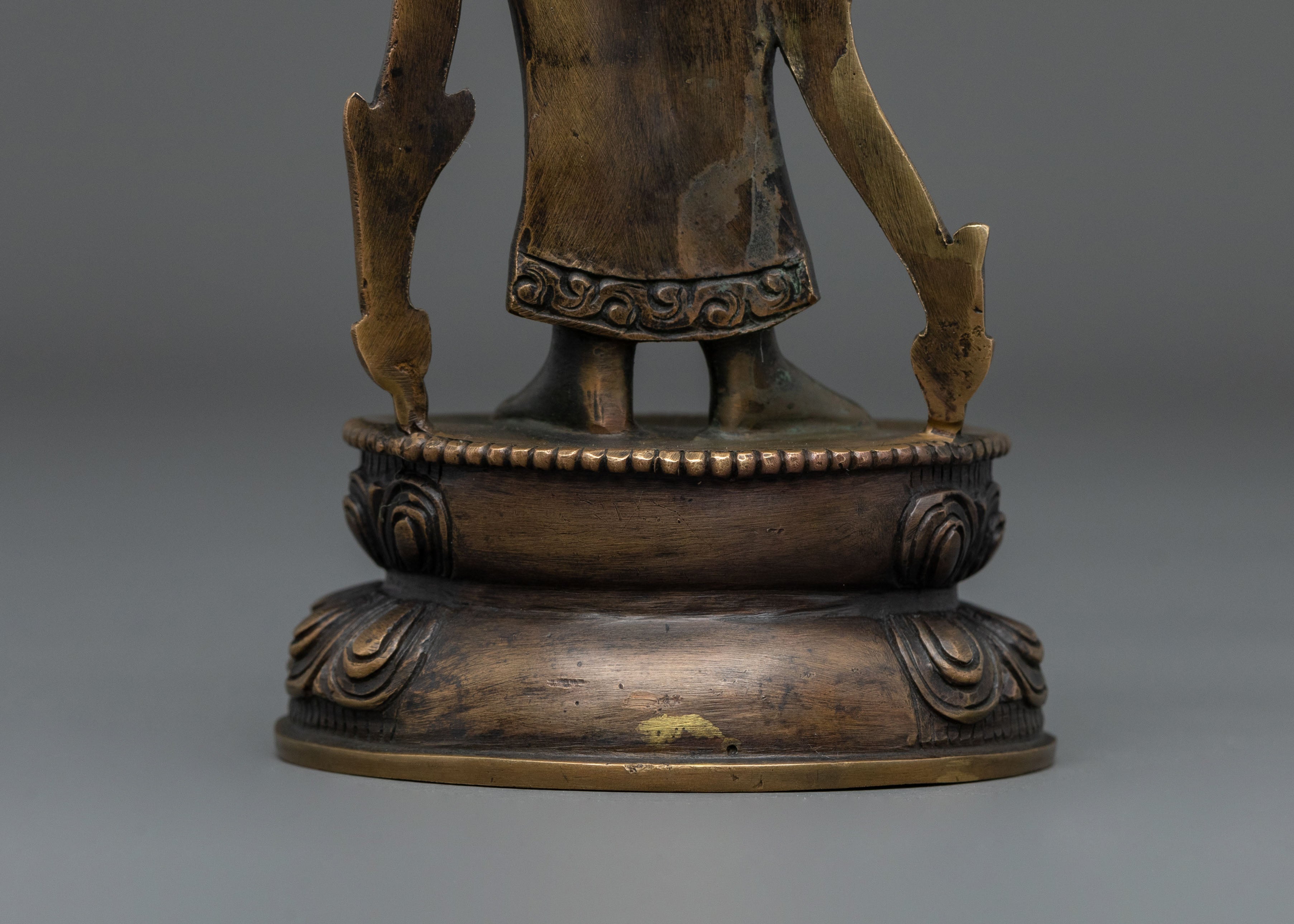 Padmapani Oxidized Copper Sculpture | Serene Bodhisattva Art