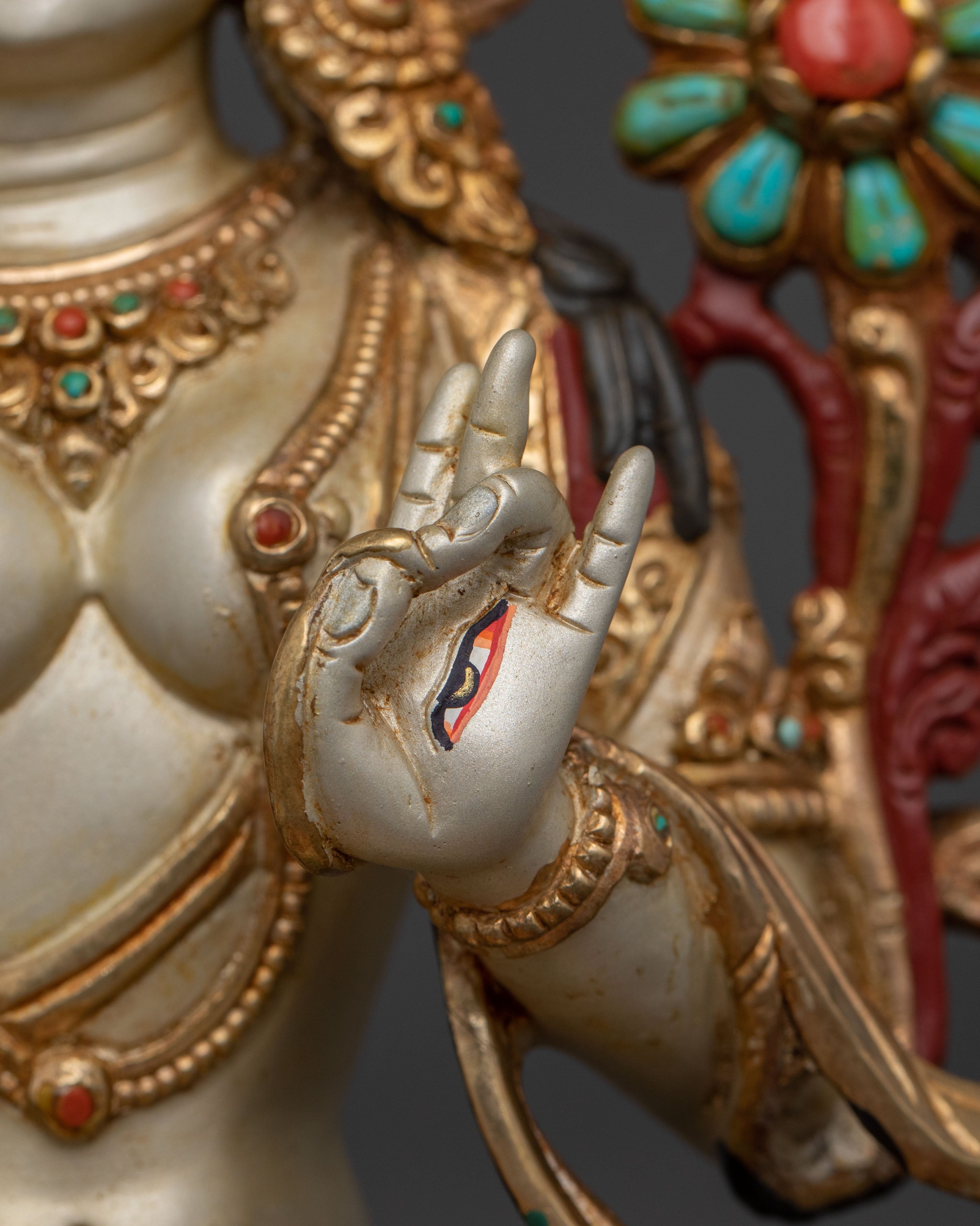 Traditional Tibetan White Tara Statue | Spiritual Home & Shrine Decor