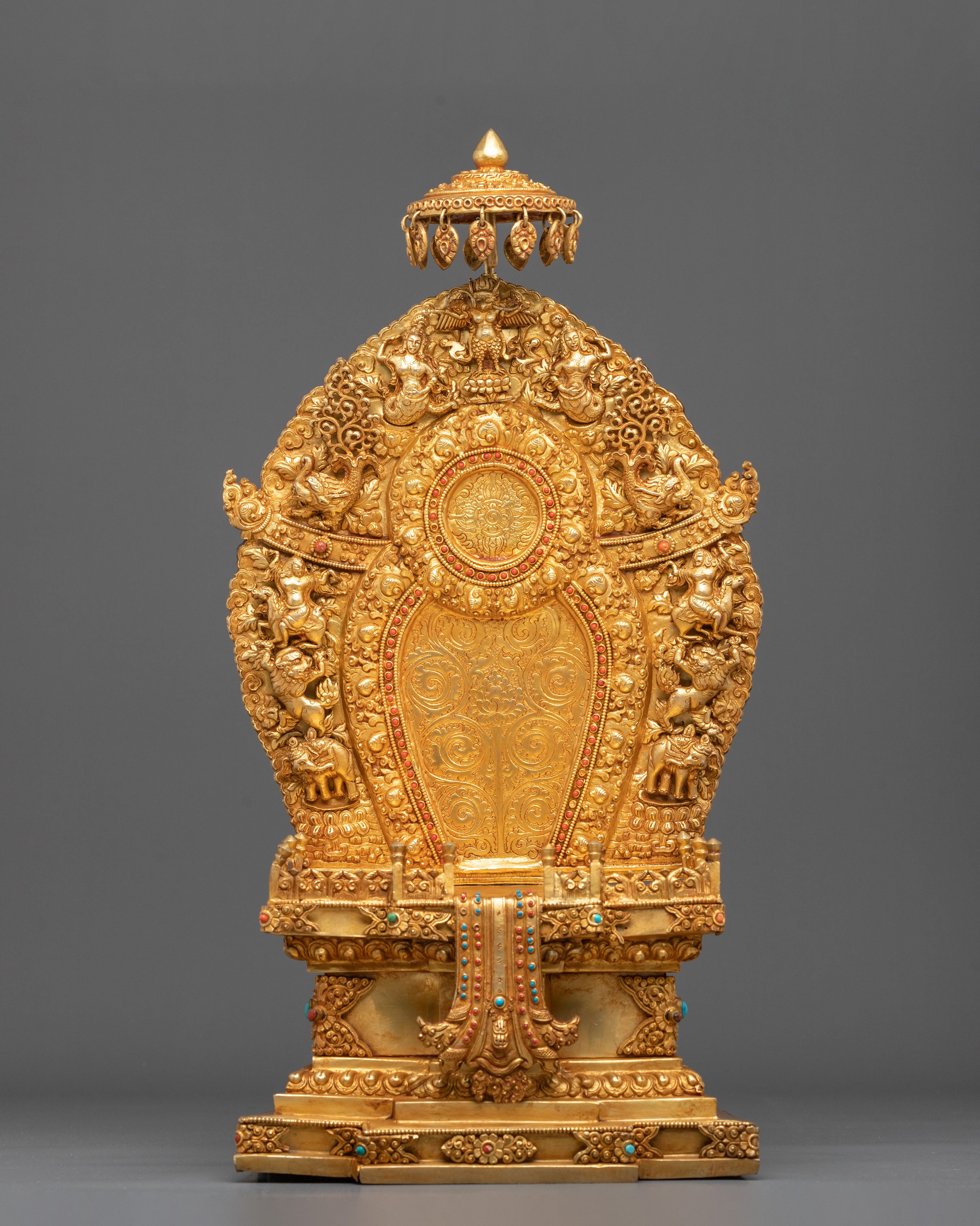Sacred Throne – 24K Gold Gilded Copper Stature