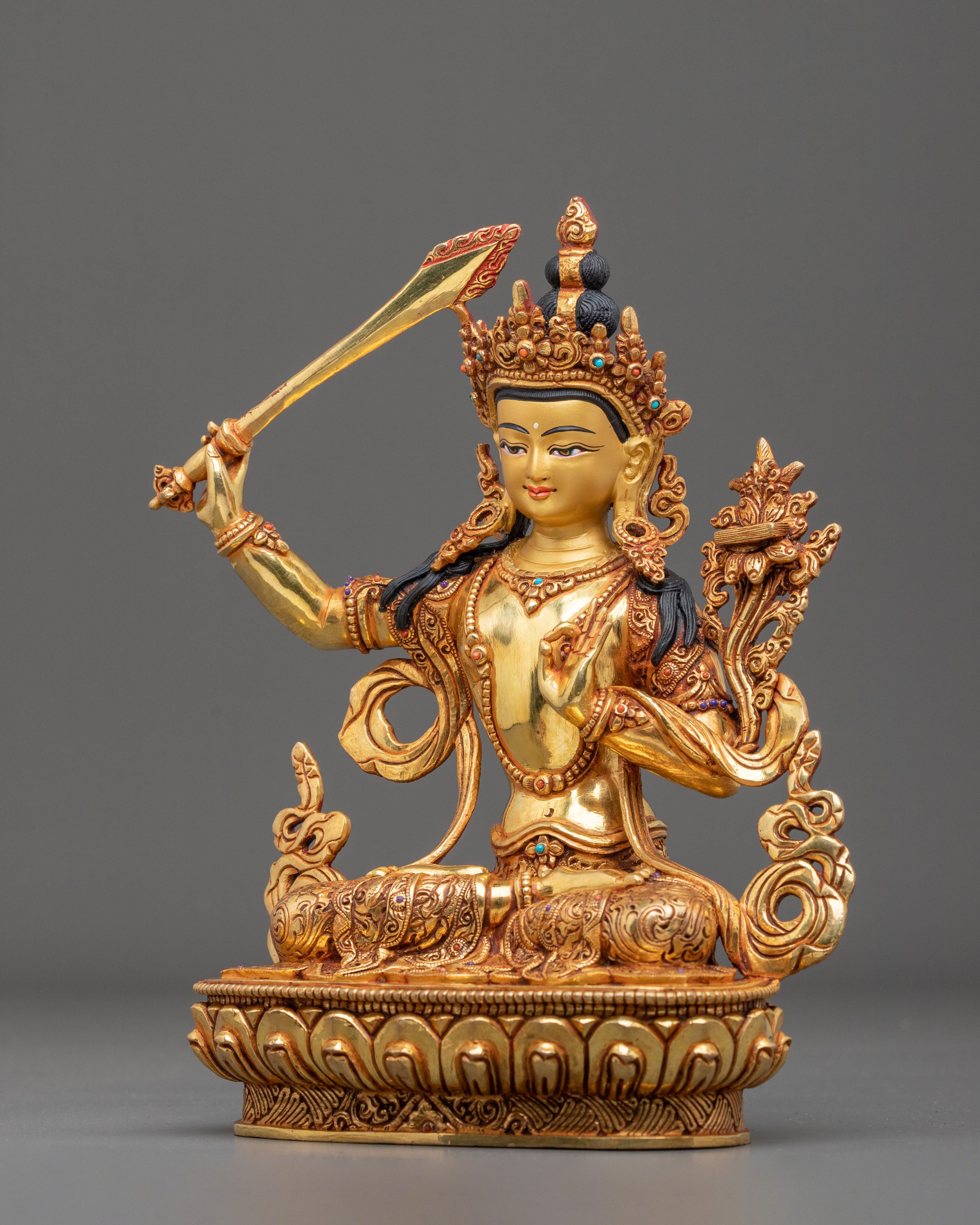 Handmade Manjughoṣa Sculpture | Radiant Wisdom Figurine