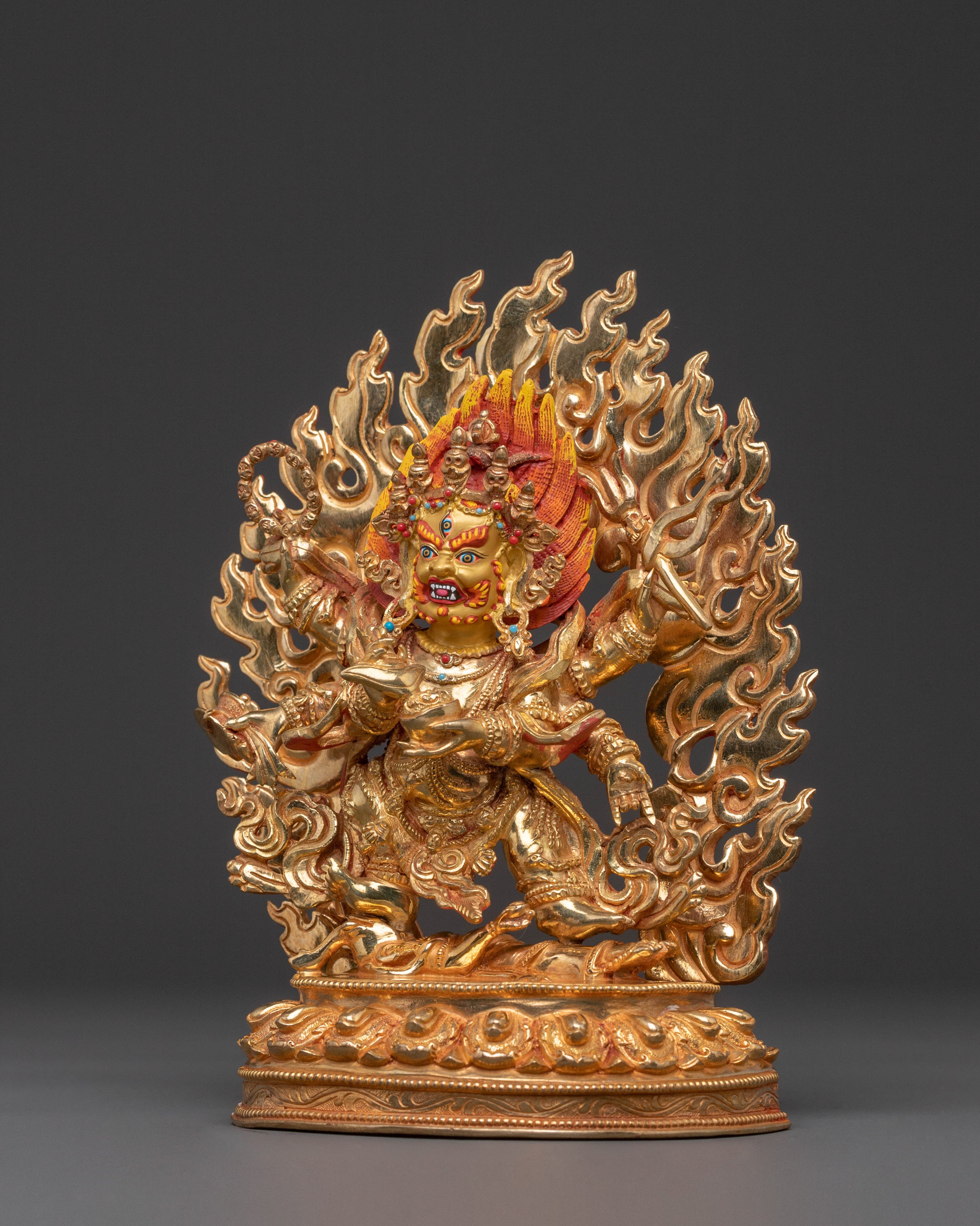 Divine Six-Armed Mahakala Statue – Fierce Protector Sculpture