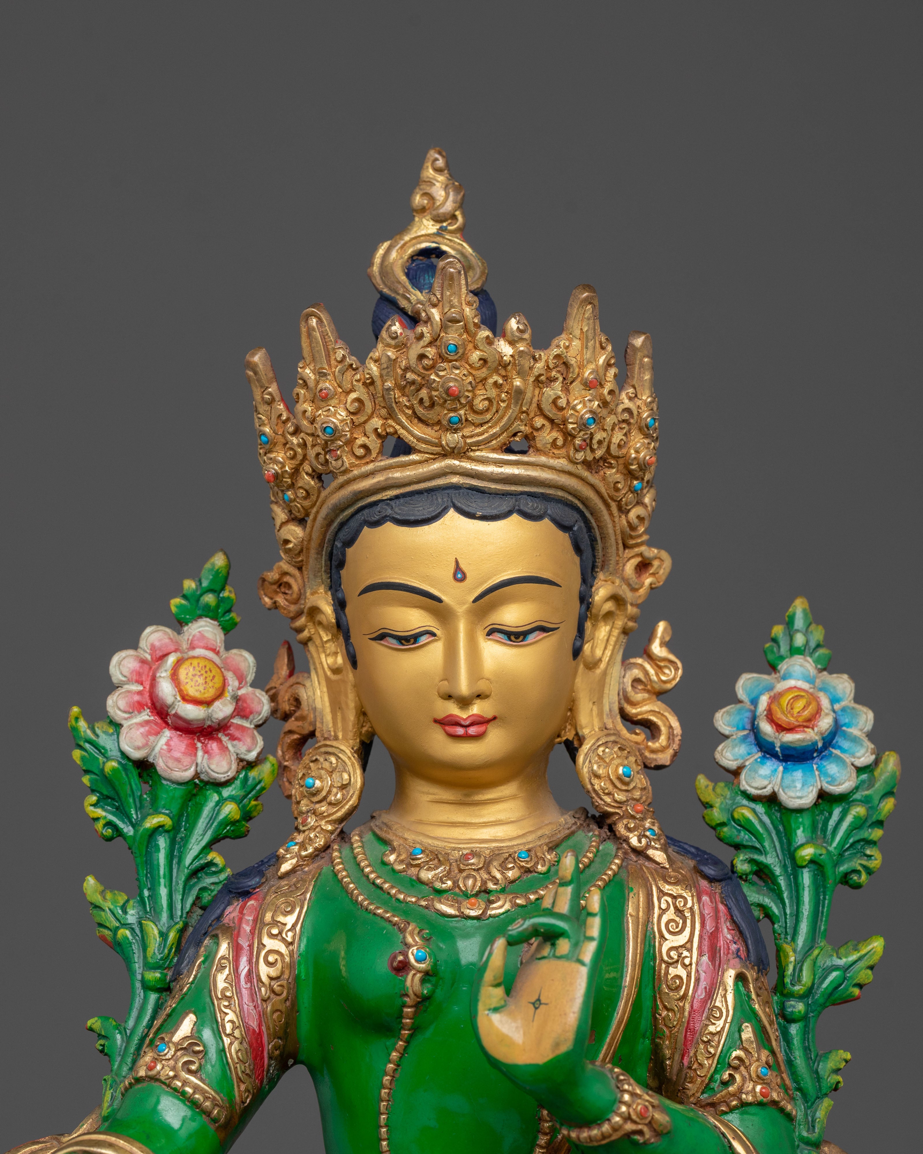 Green Tara: Hand-Gilded Meditation Statue | Home Decor
