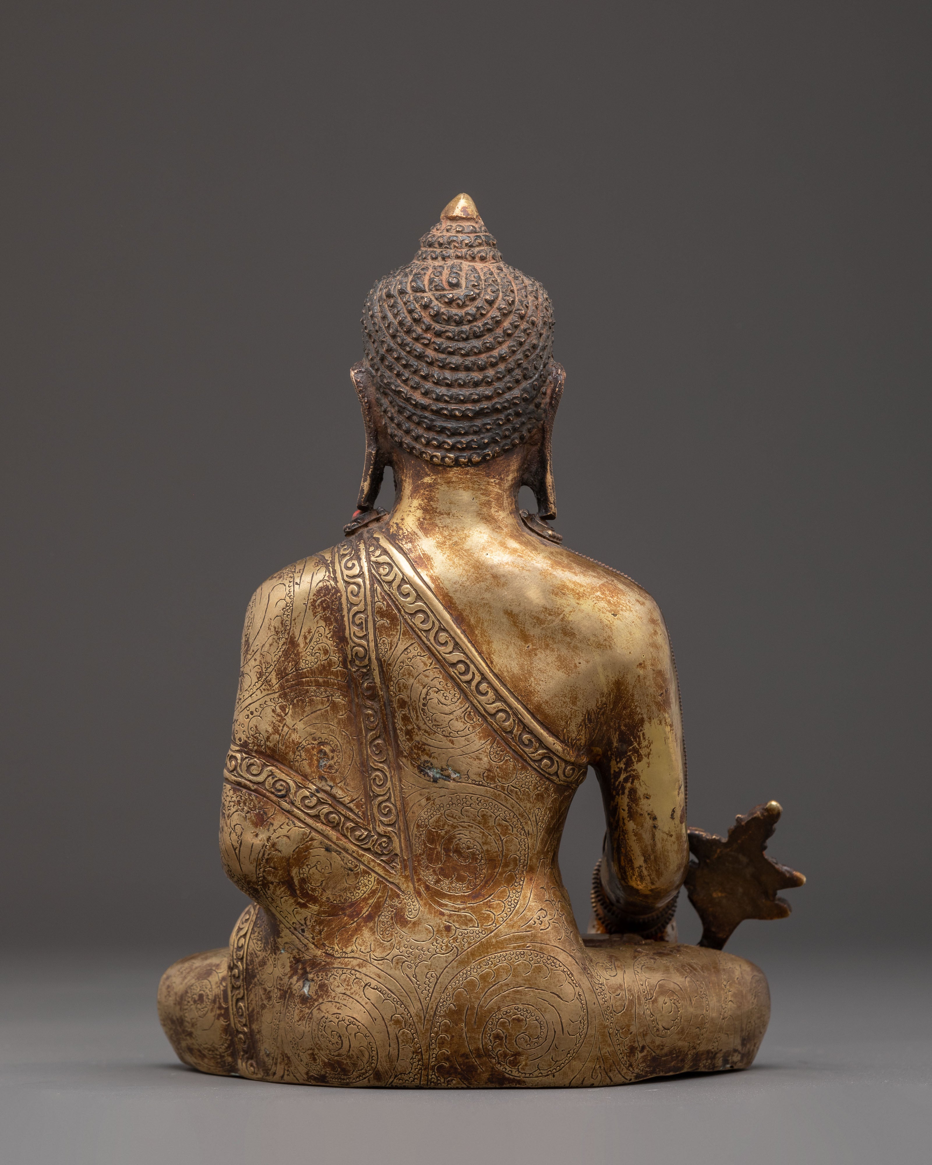 Golden Handmade Statue of Medicine Buddha | Buddha of Healing