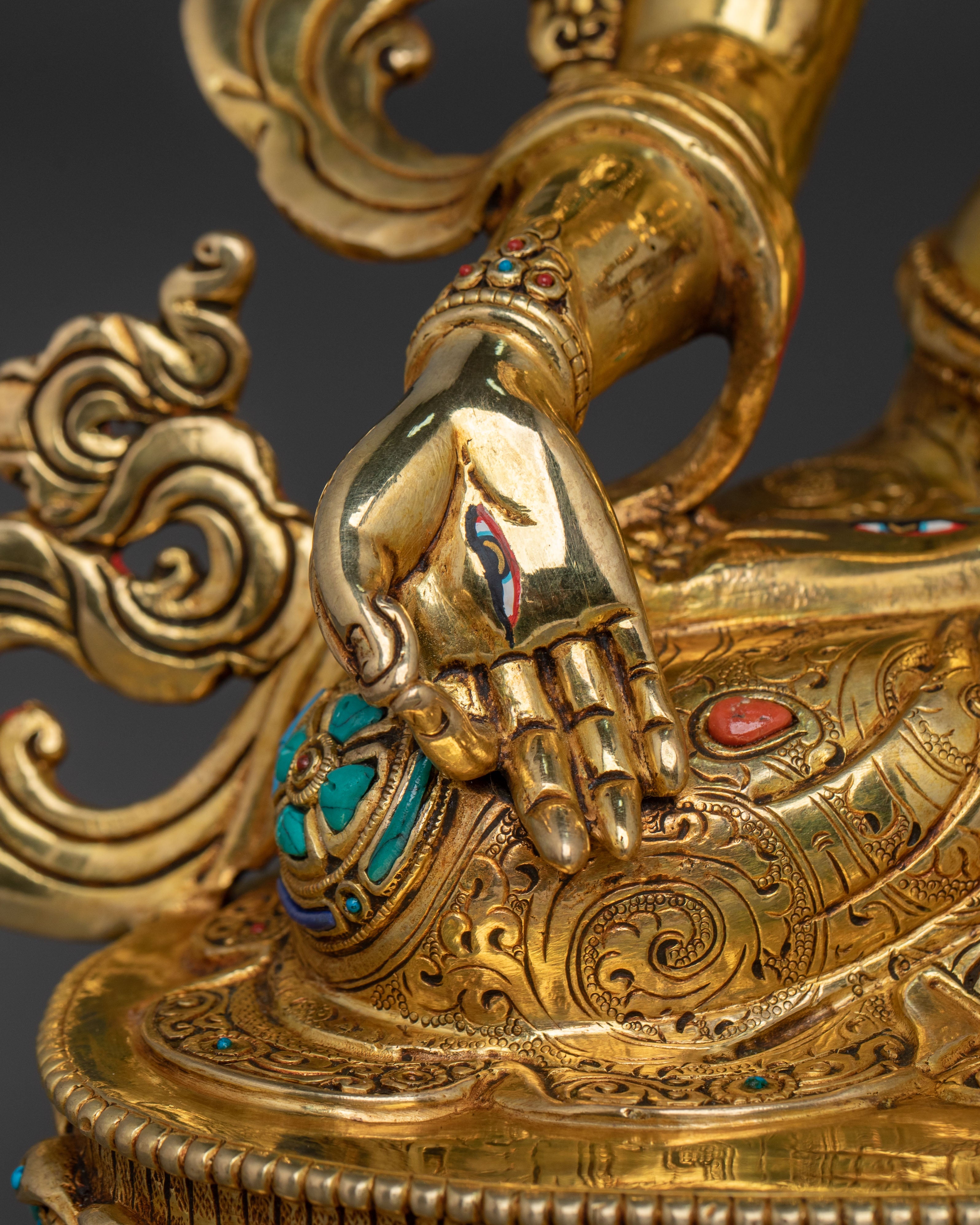 White Tara Tibetan Buddhist Statue | Gold Gilded Copper Sacred Sculpture
