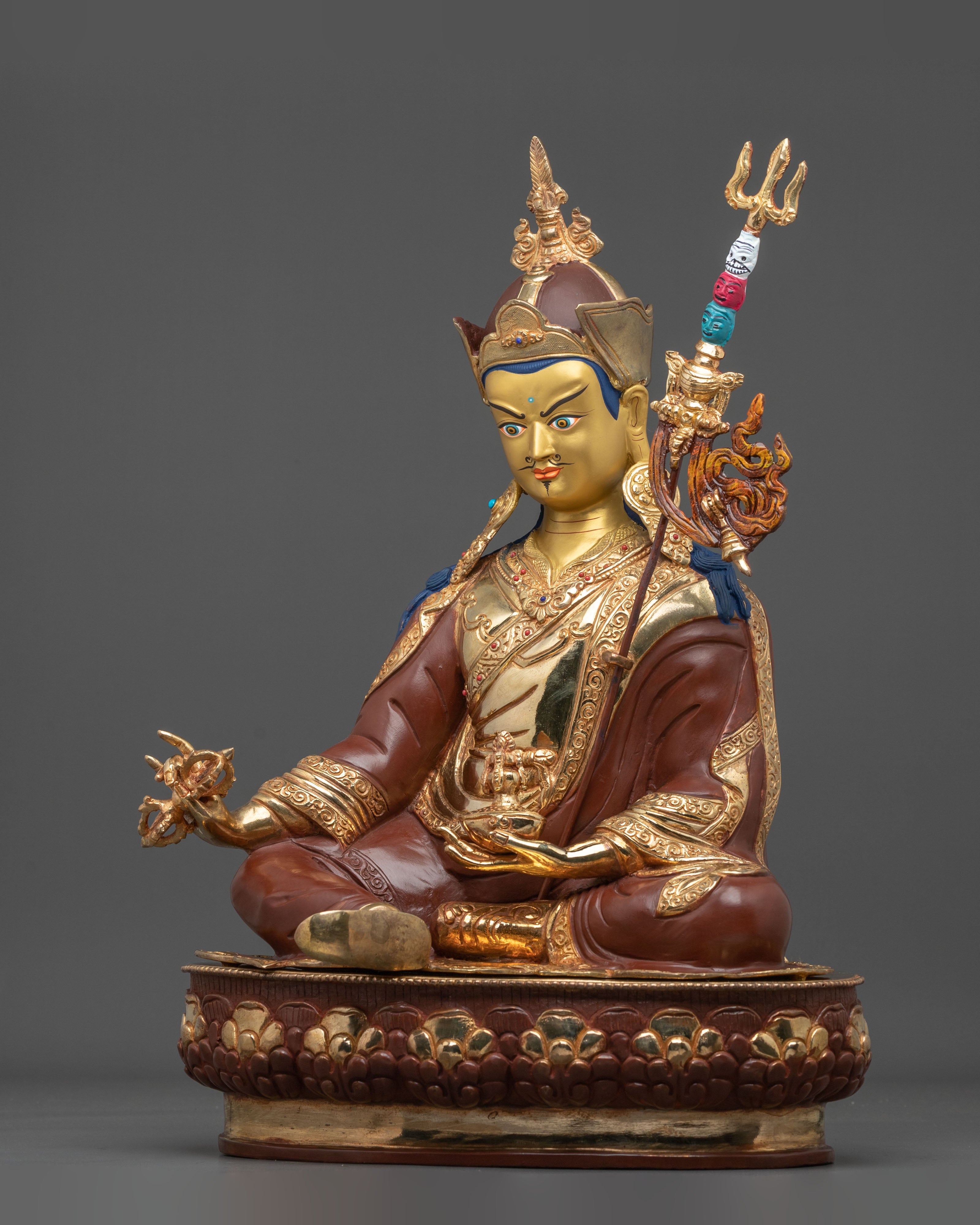 Buddha Dharma Sangha: Oxidized Copper Buddha Statue Set