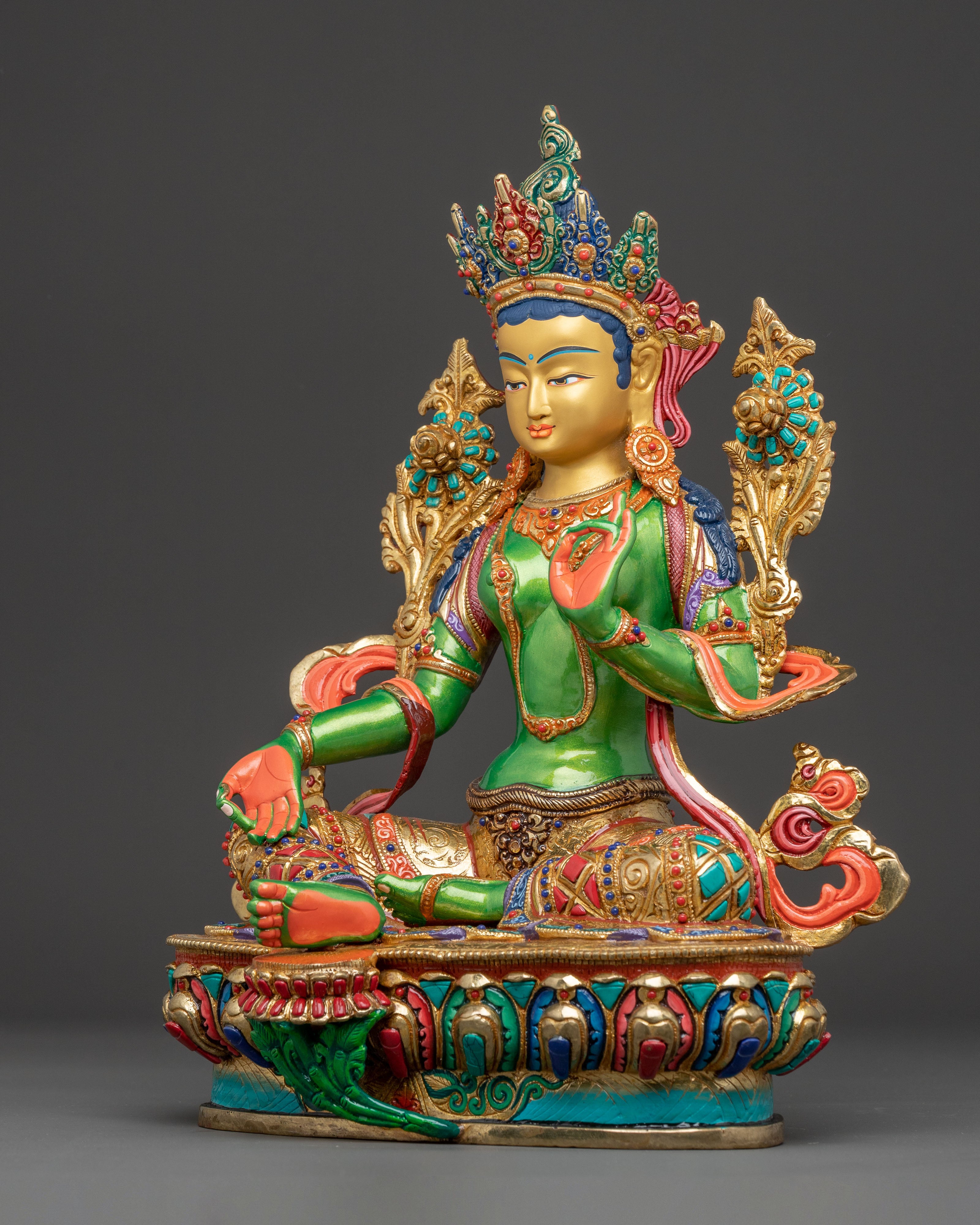 Handmade Mother Green Tara Statue | Compassion Goddess