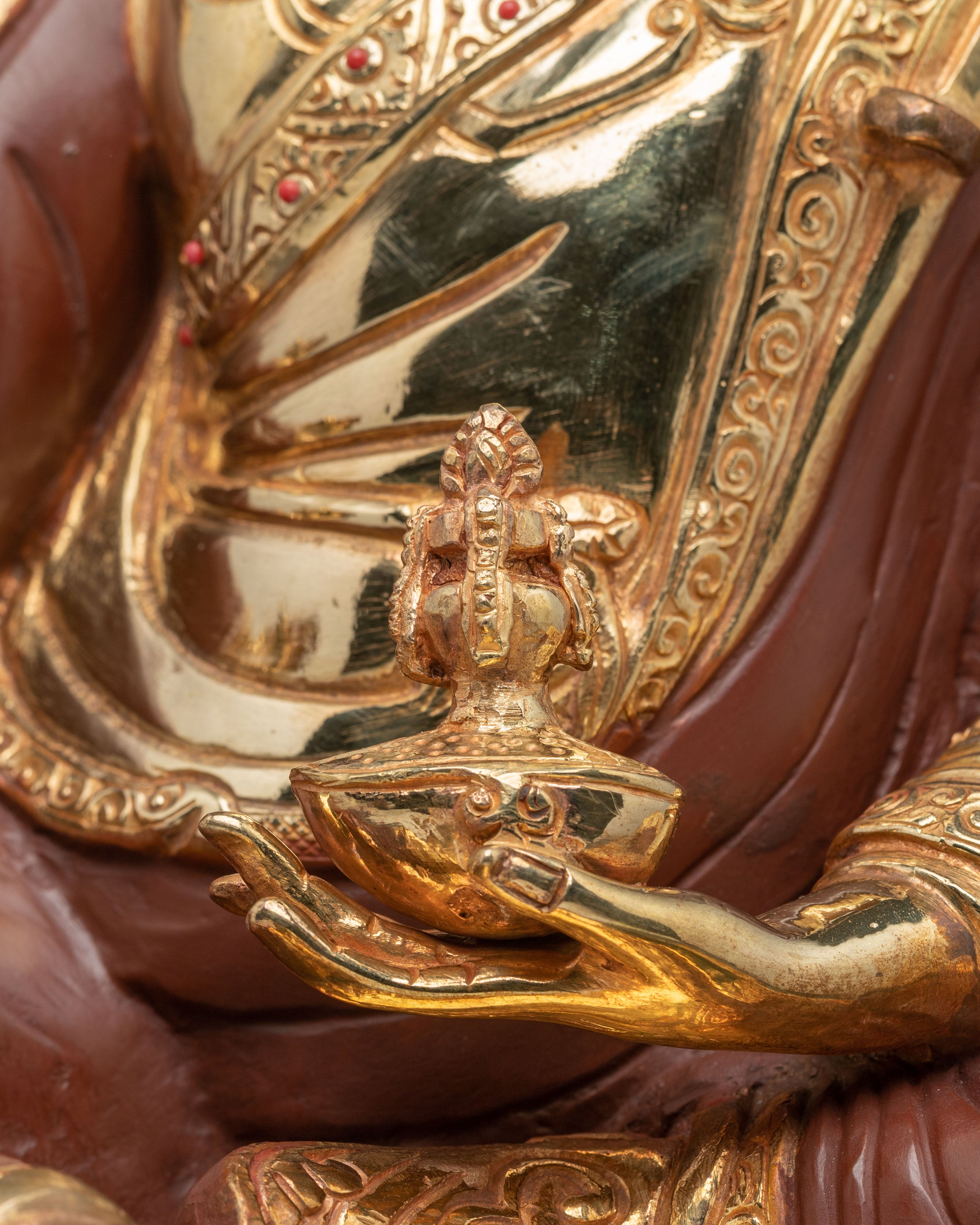 Buddha Dharma Sangha: Oxidized Copper Buddha Statue Set