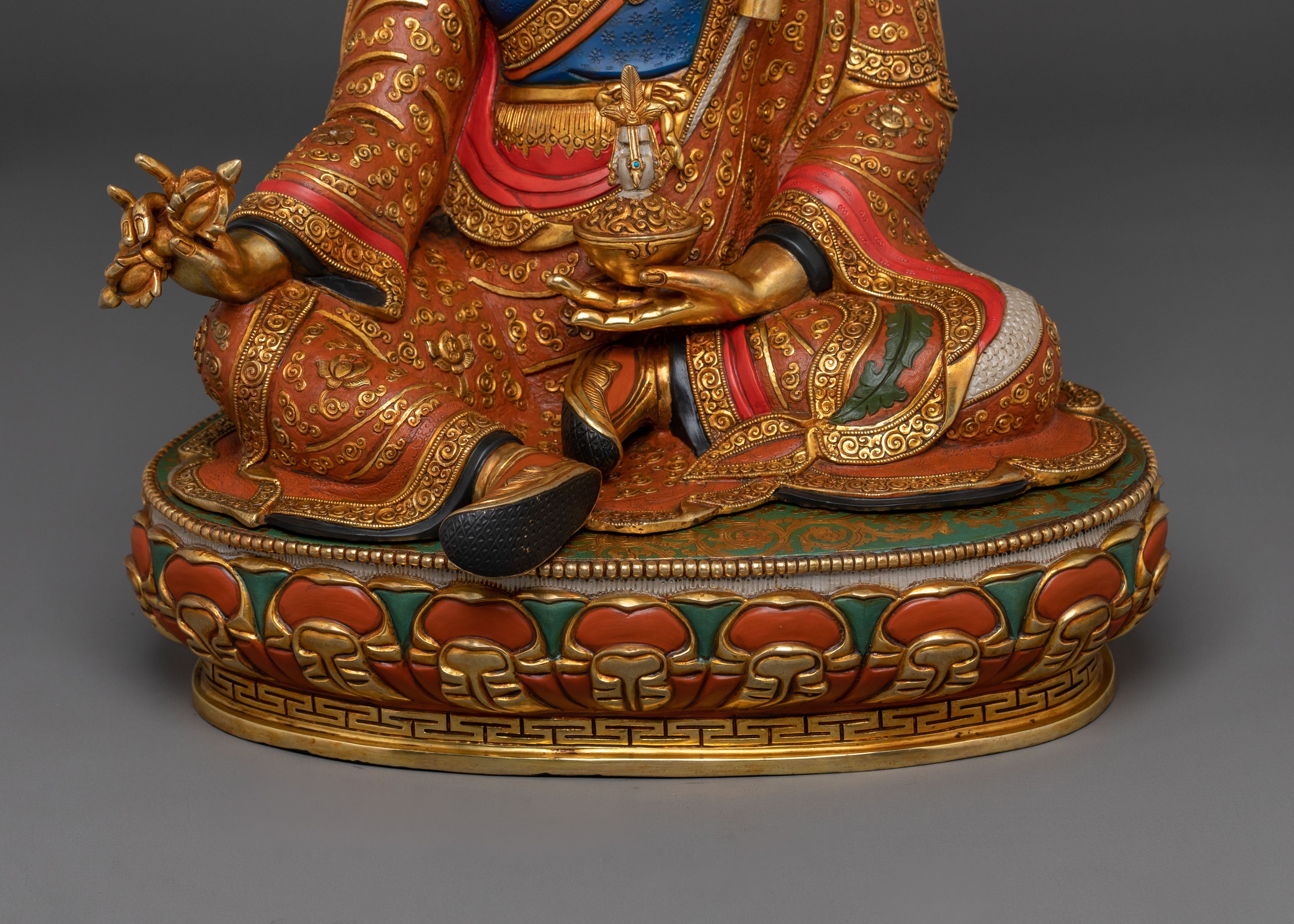 Guru Rinpoche Vajrayana Master Sculpture | Tibetan Buddhist Altar Decor