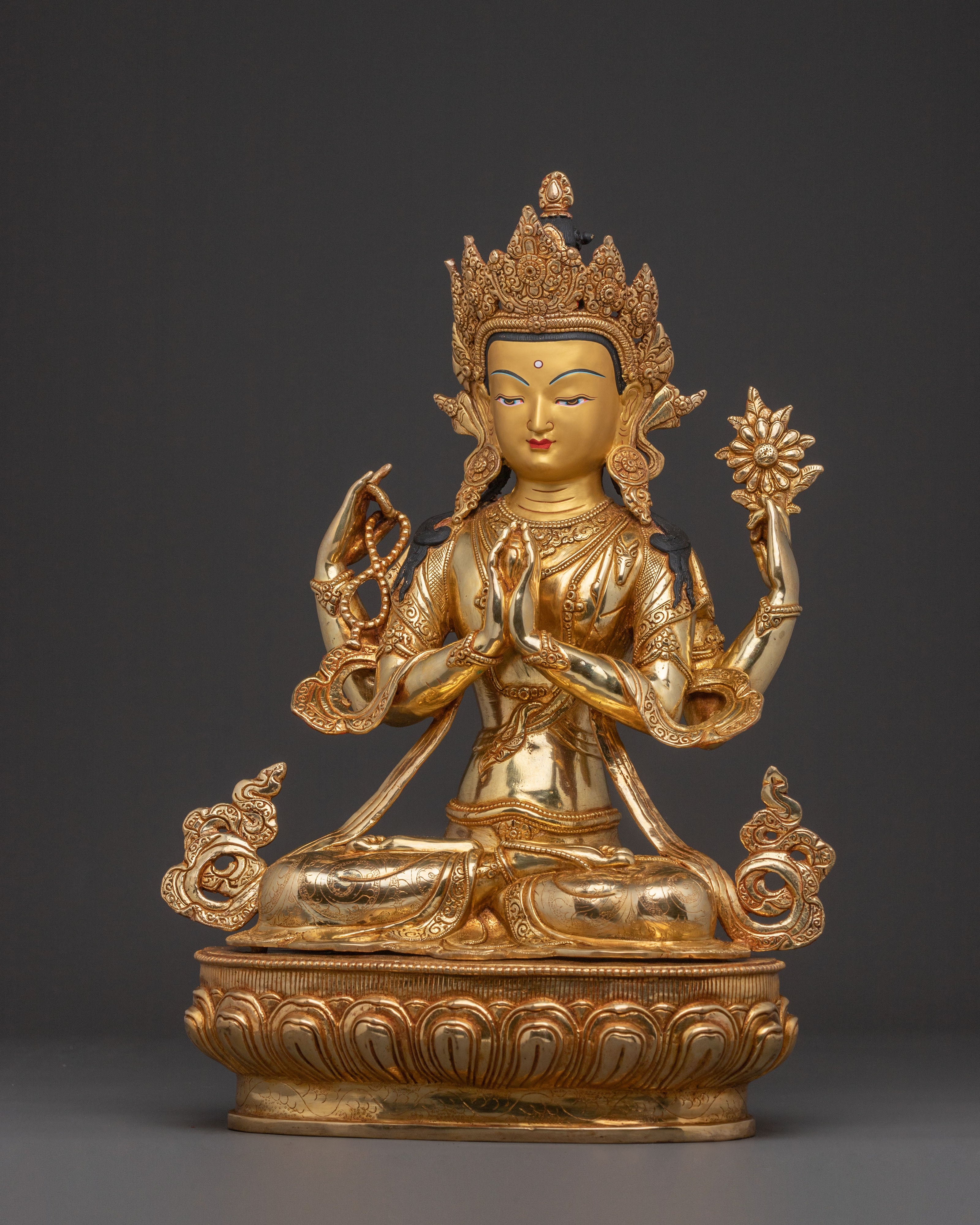 Chenrezig Spiritual Golden Statue | Infinite Compassion