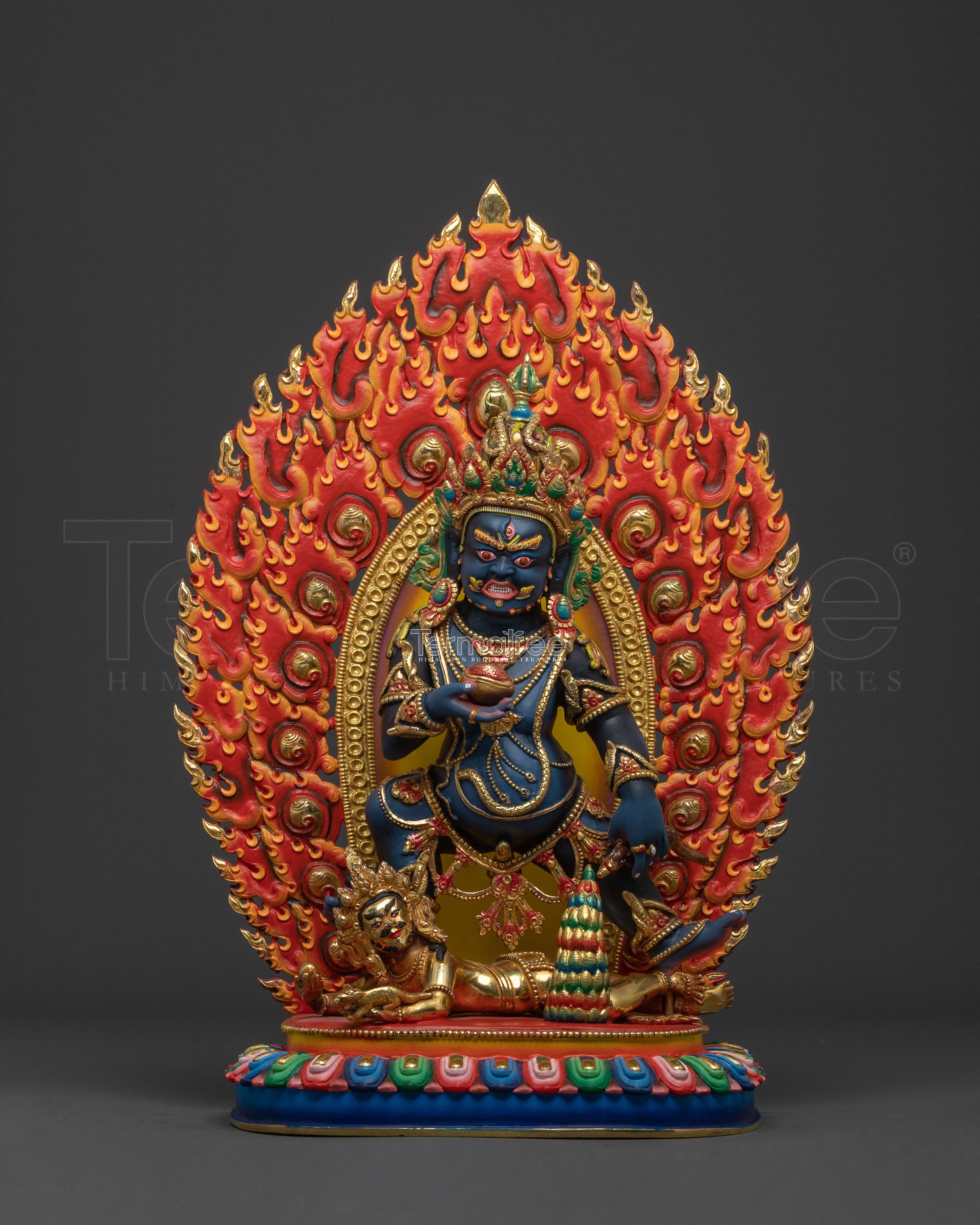 Black Dzambhala Wealth Deity Statue for Rituals