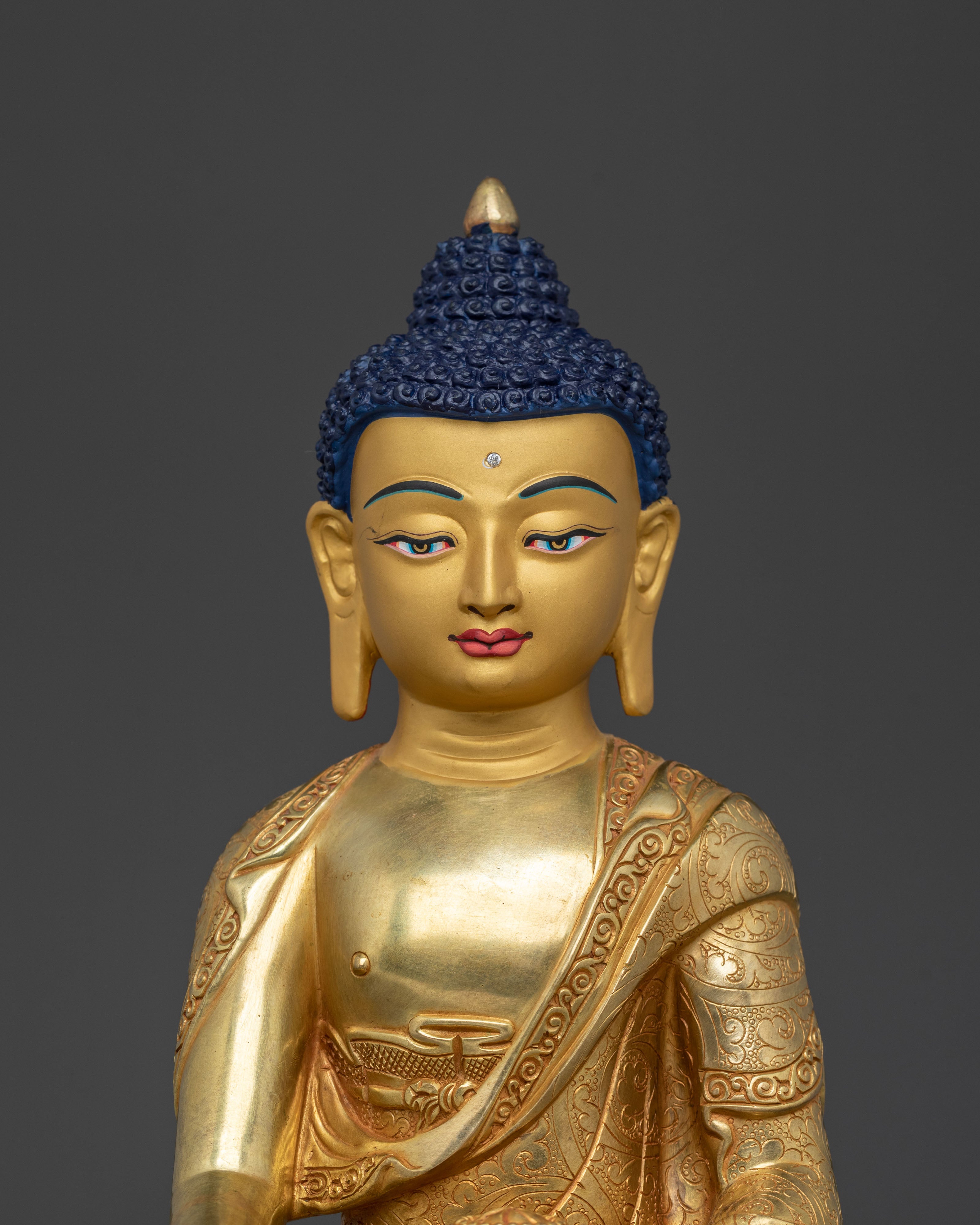 Awakened One Shakyamuni Buddha Sacred Statue | 24K Gold Gilded