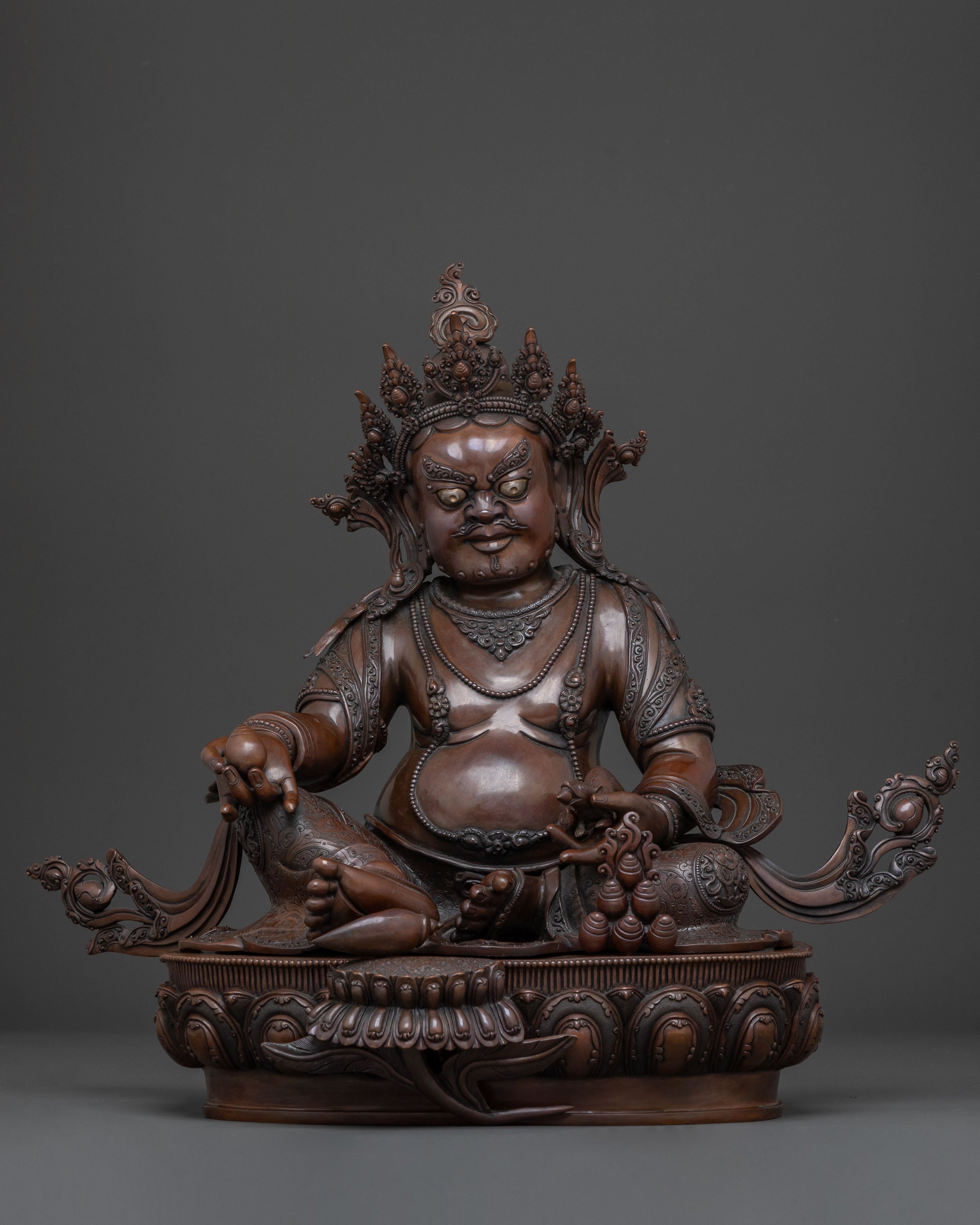 Deity of Wealth: Dzambhala Oxidized Copper Statue
