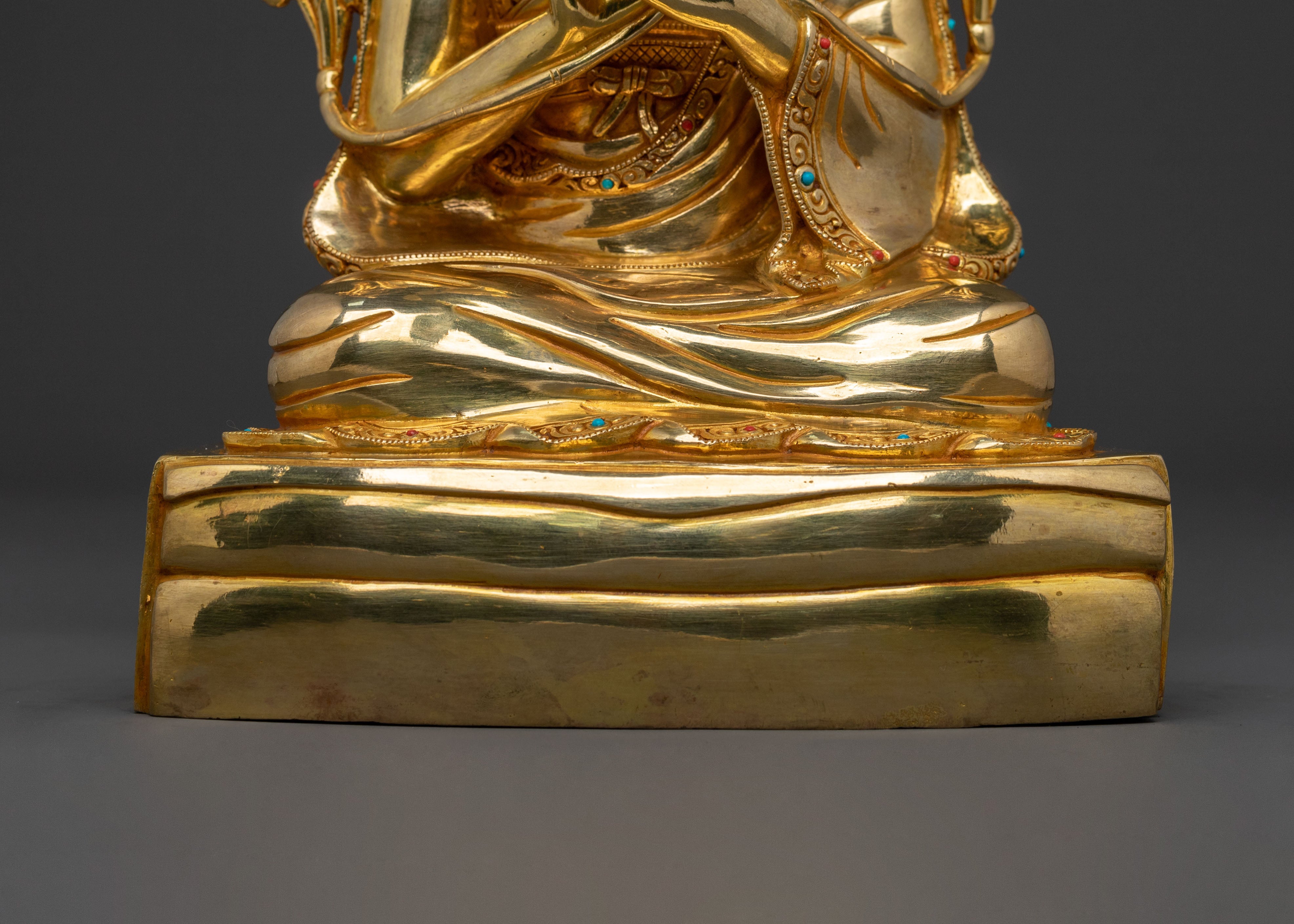 Shakya Master: 24K Gold Gilded Enlightenment Statue Set