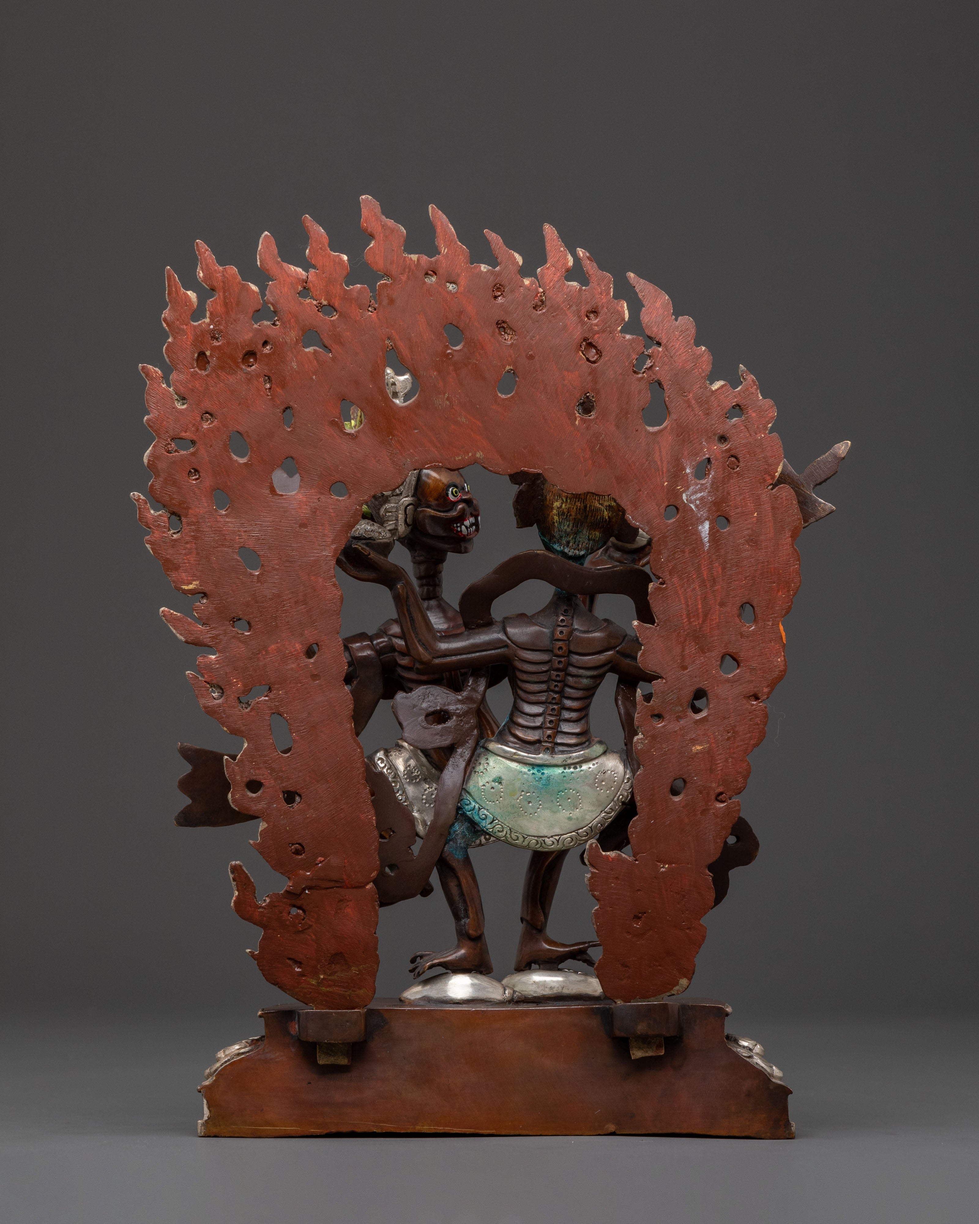 Chitipati Blessing Statue: Oxidized Copper & Silver Accents