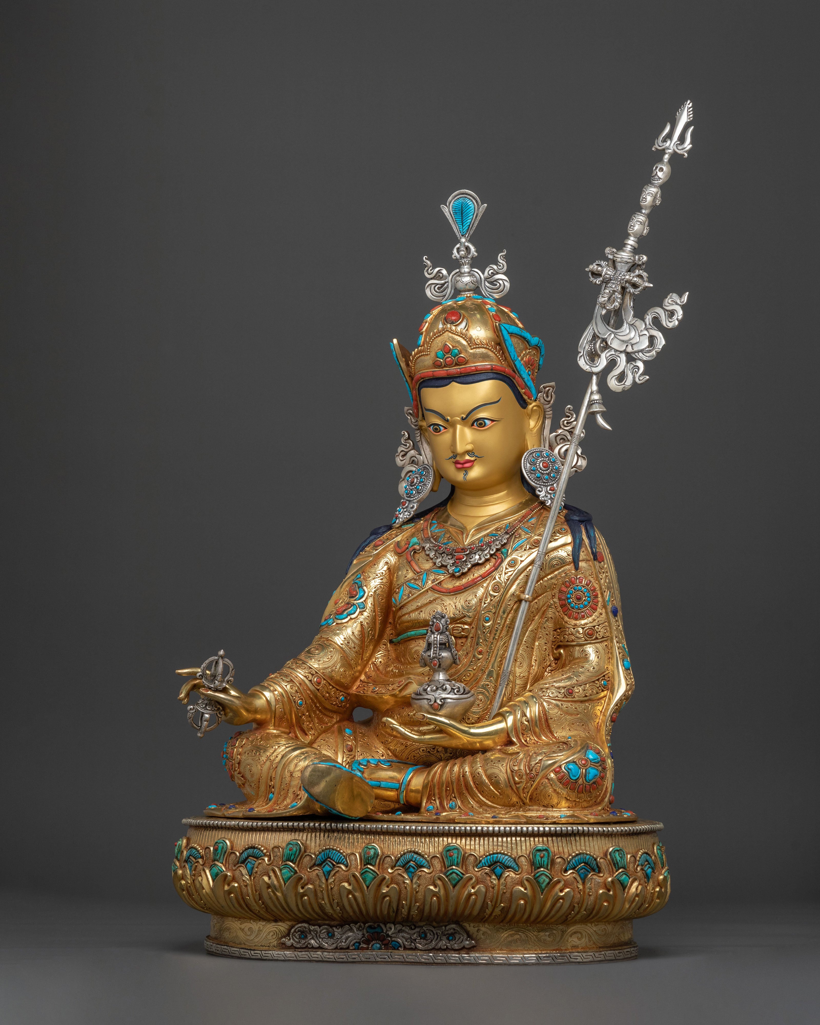 Spiritual Guru Rinpoche Handmade Sculpture: Sacred Altar Decor