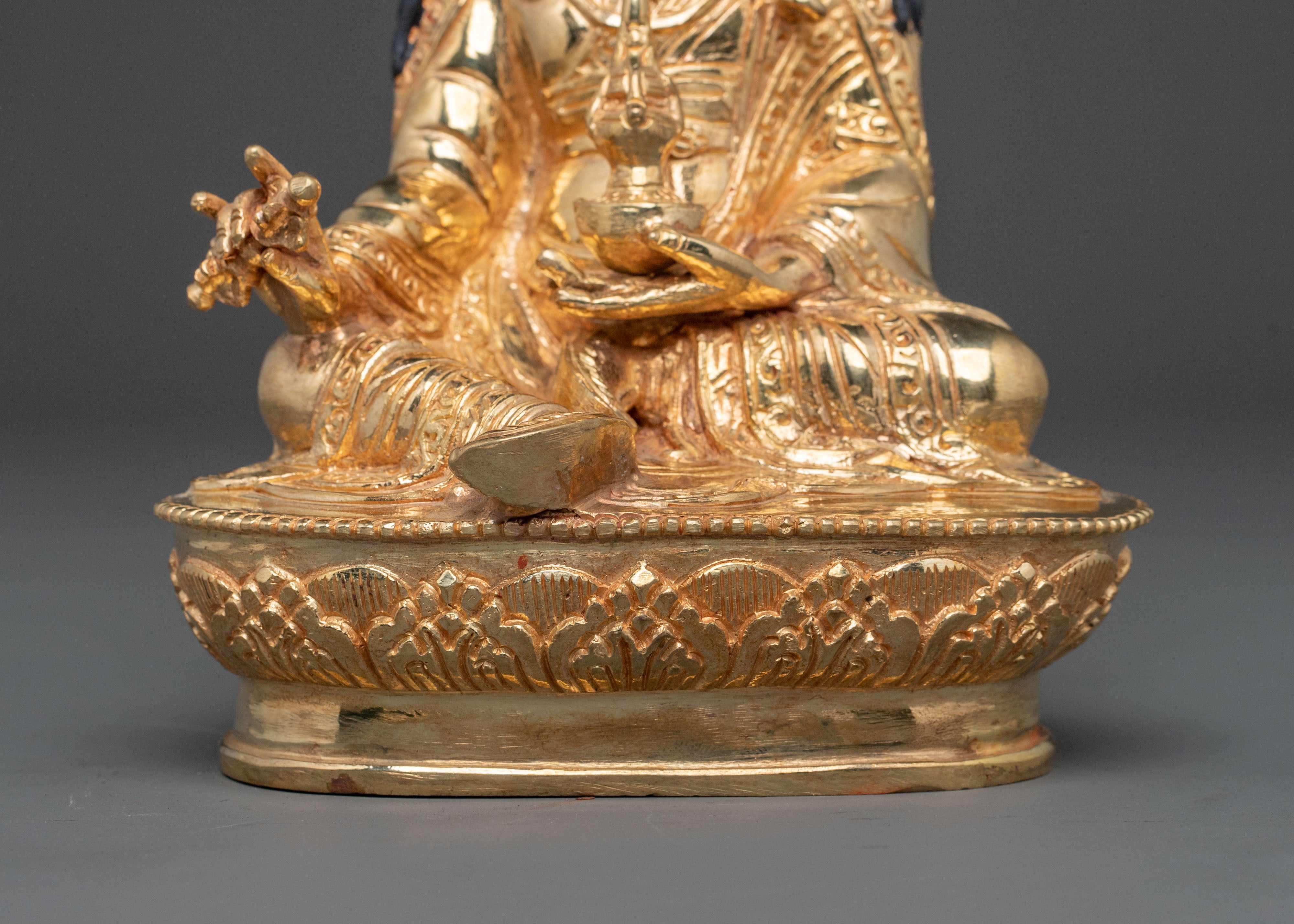 Guru Rinpoche: 24k Gold Gilded Enlightened Statue