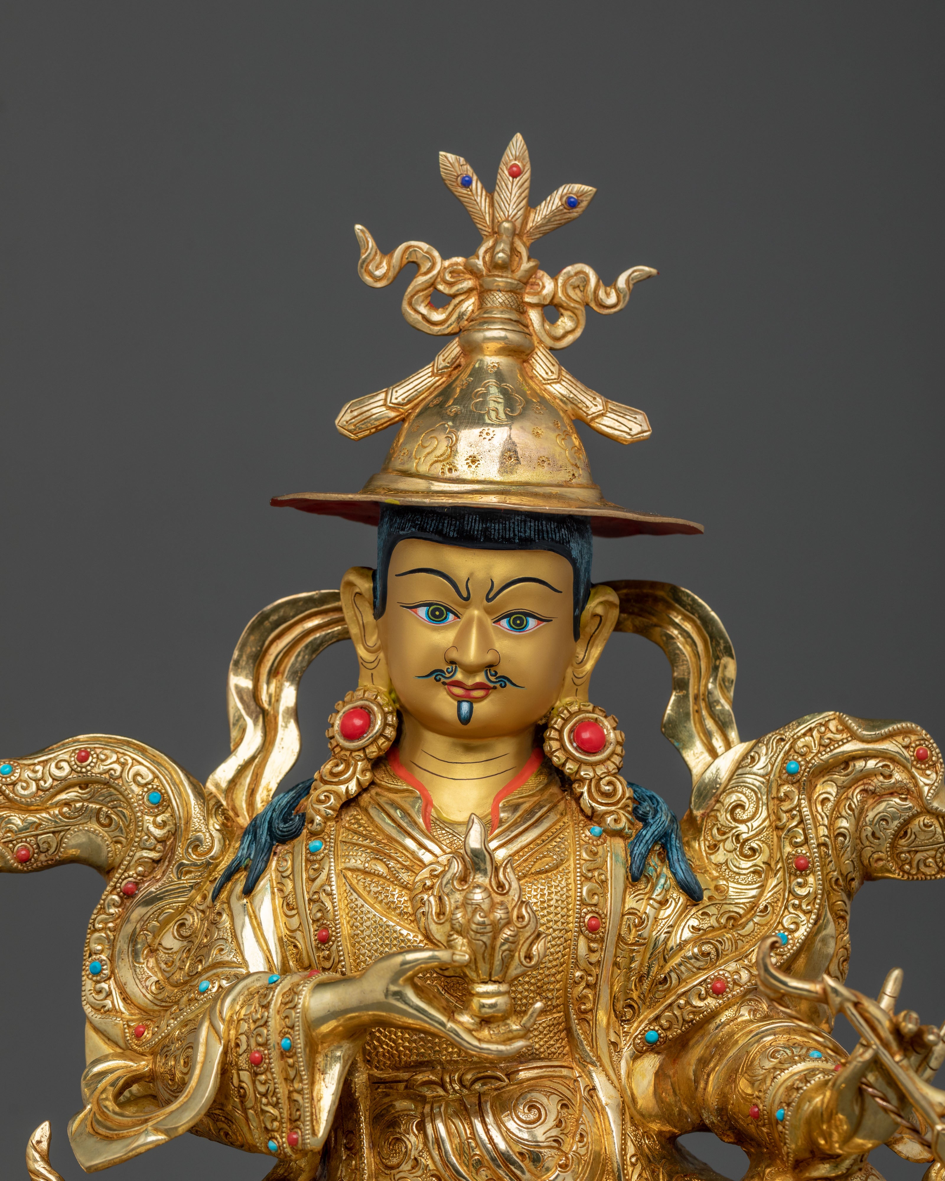 King Gesar Statue| 24K Gold Gilded Guardian Figurine
