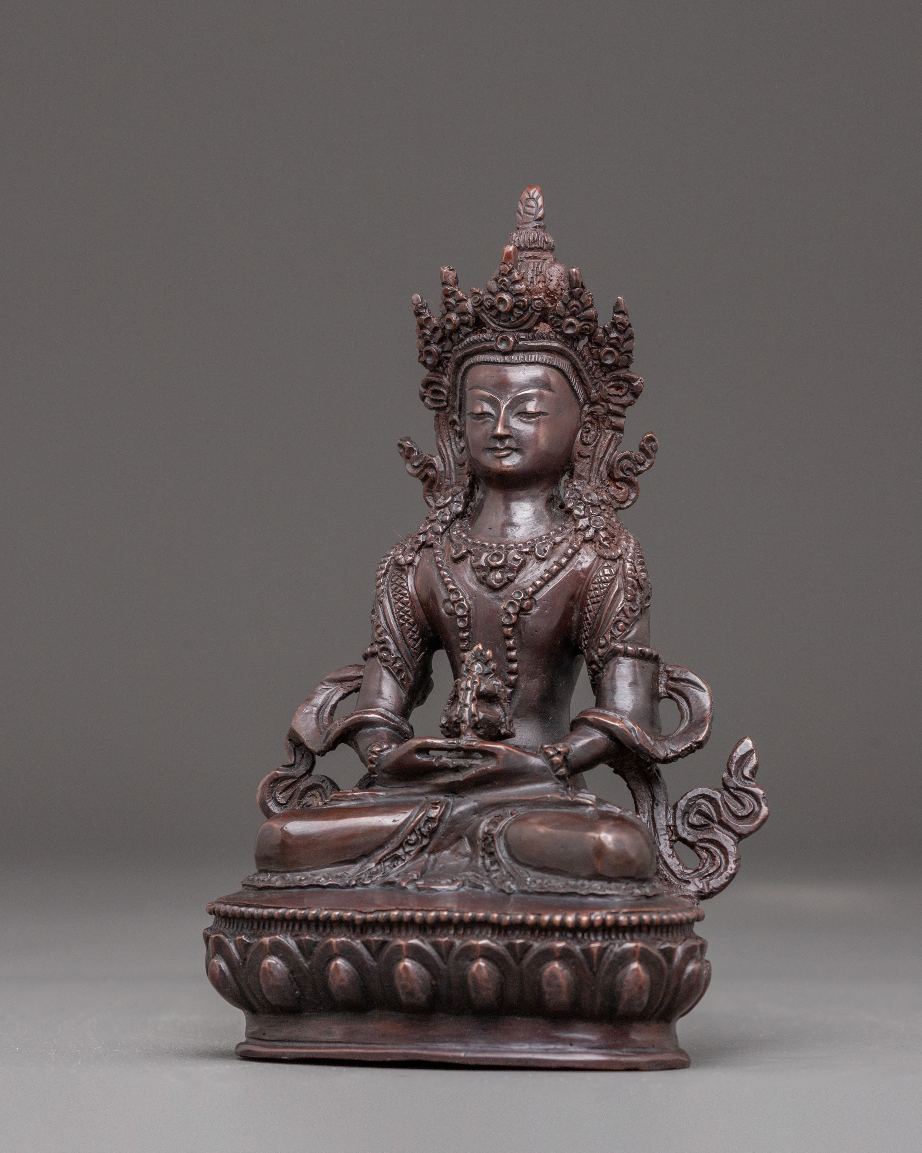 Handmade Amitayus Oxidized Copper Statue | Buddha of Infinite Life