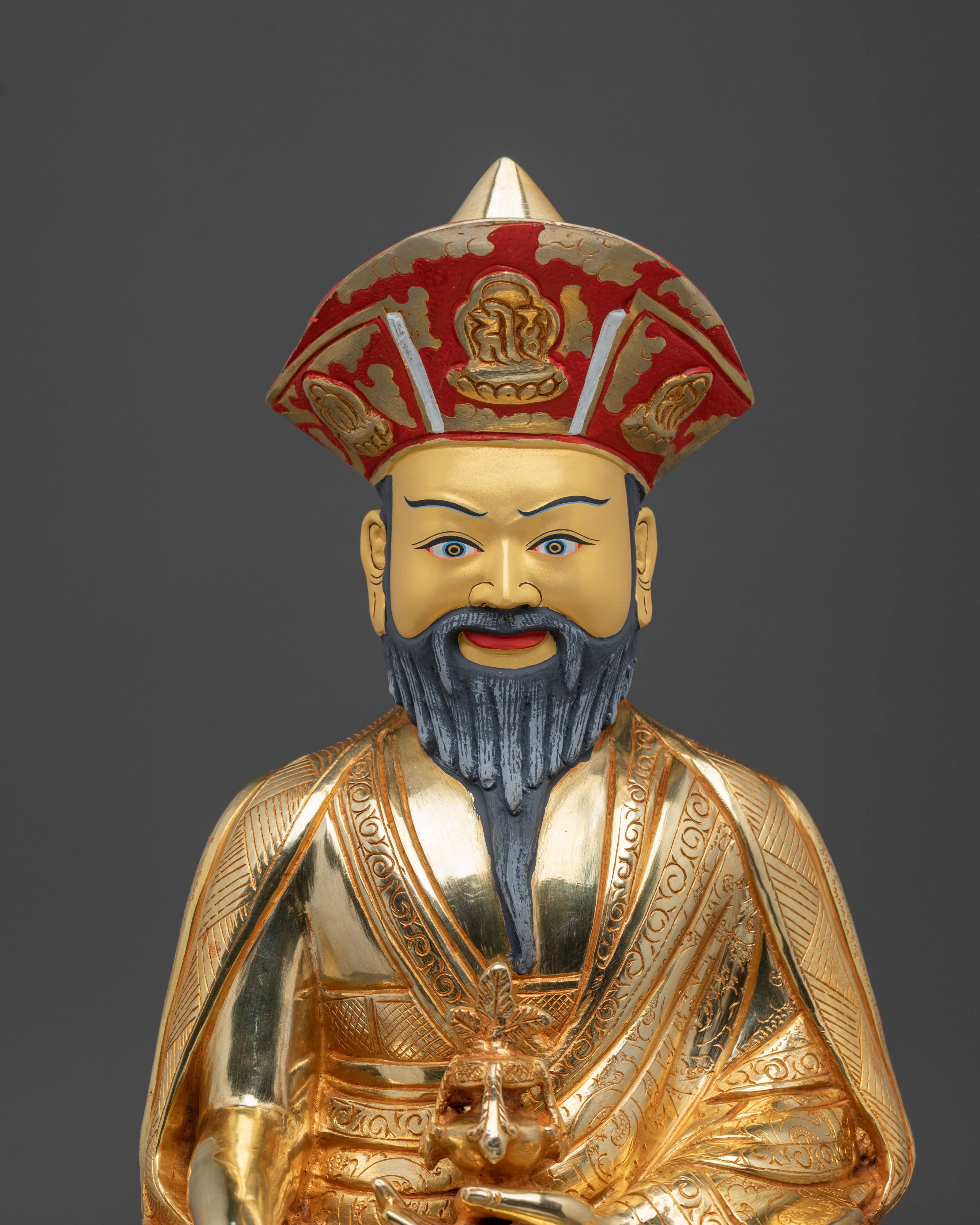Guru Shapdum Statue | 24K Gold Gilded Buddhist Master