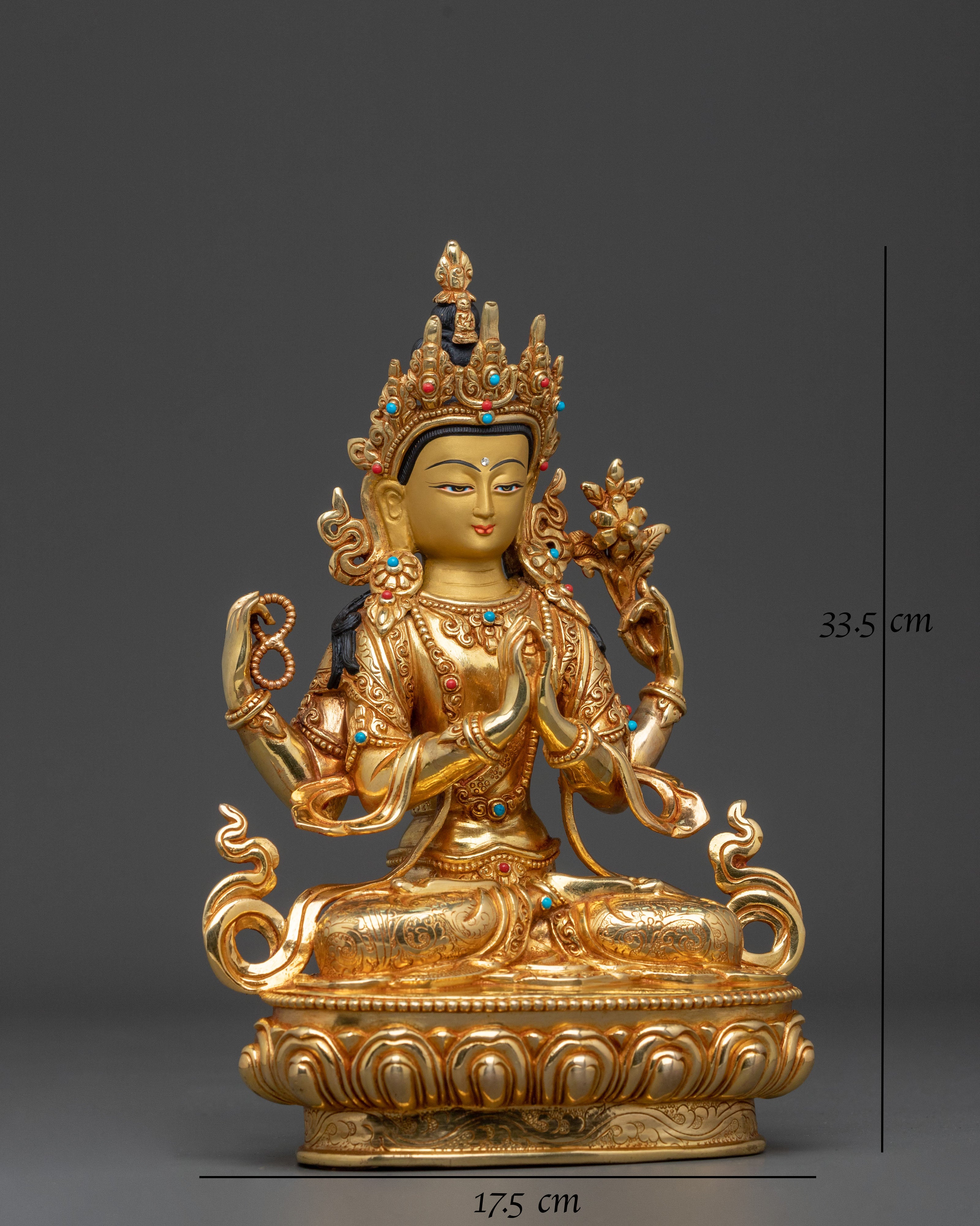 Four Armed Chenrezig Divine Sculpture | Made in Nepal