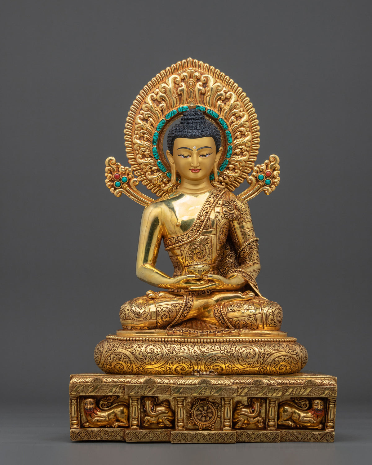 Three Buddha Golden Statue Set | Buddhist Sculpture Collection