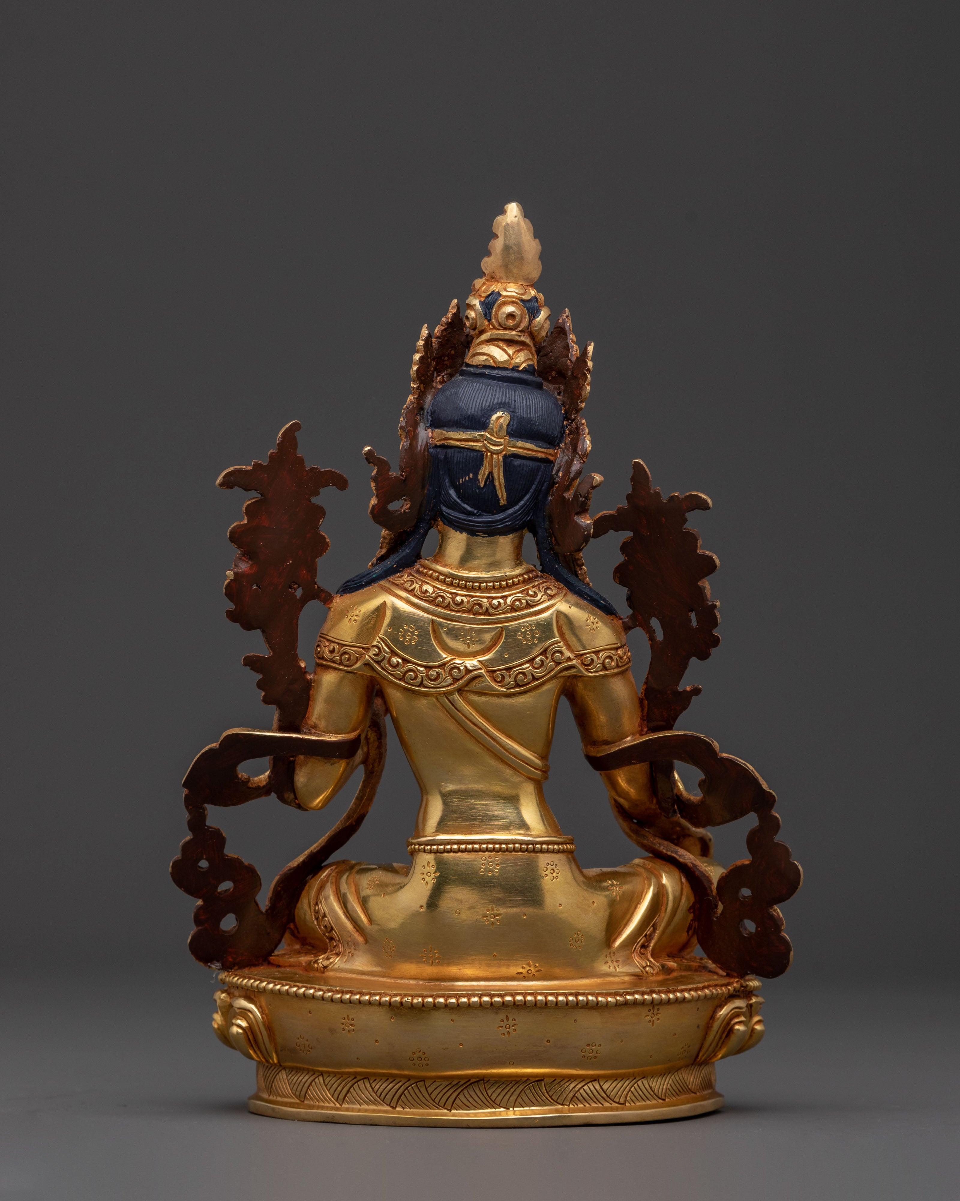 Handcrafted Green Tara Golden Statue of Protection