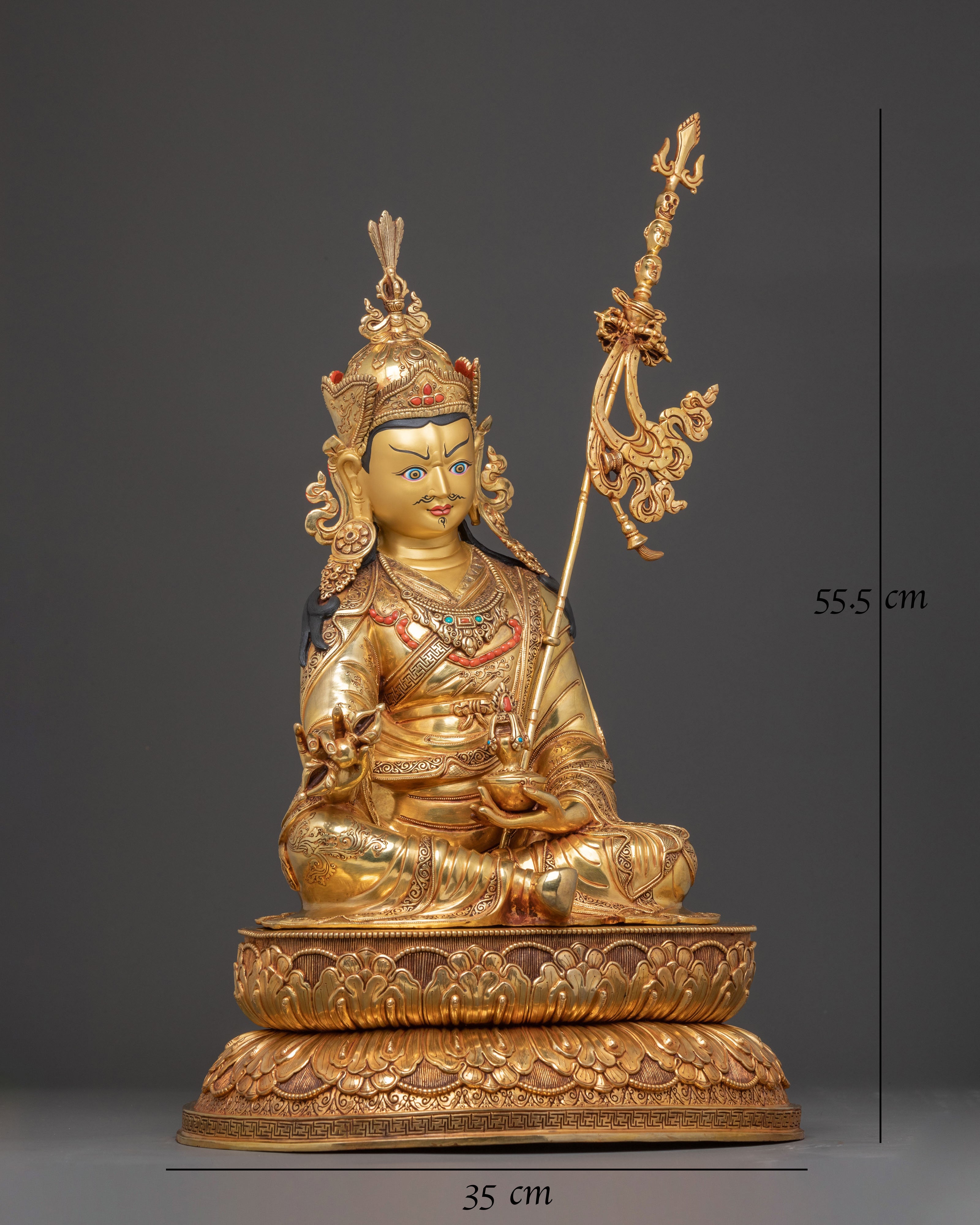 Guru Rinpoche Holy Sculpture – Masterpiece in 24K Gold Gilding