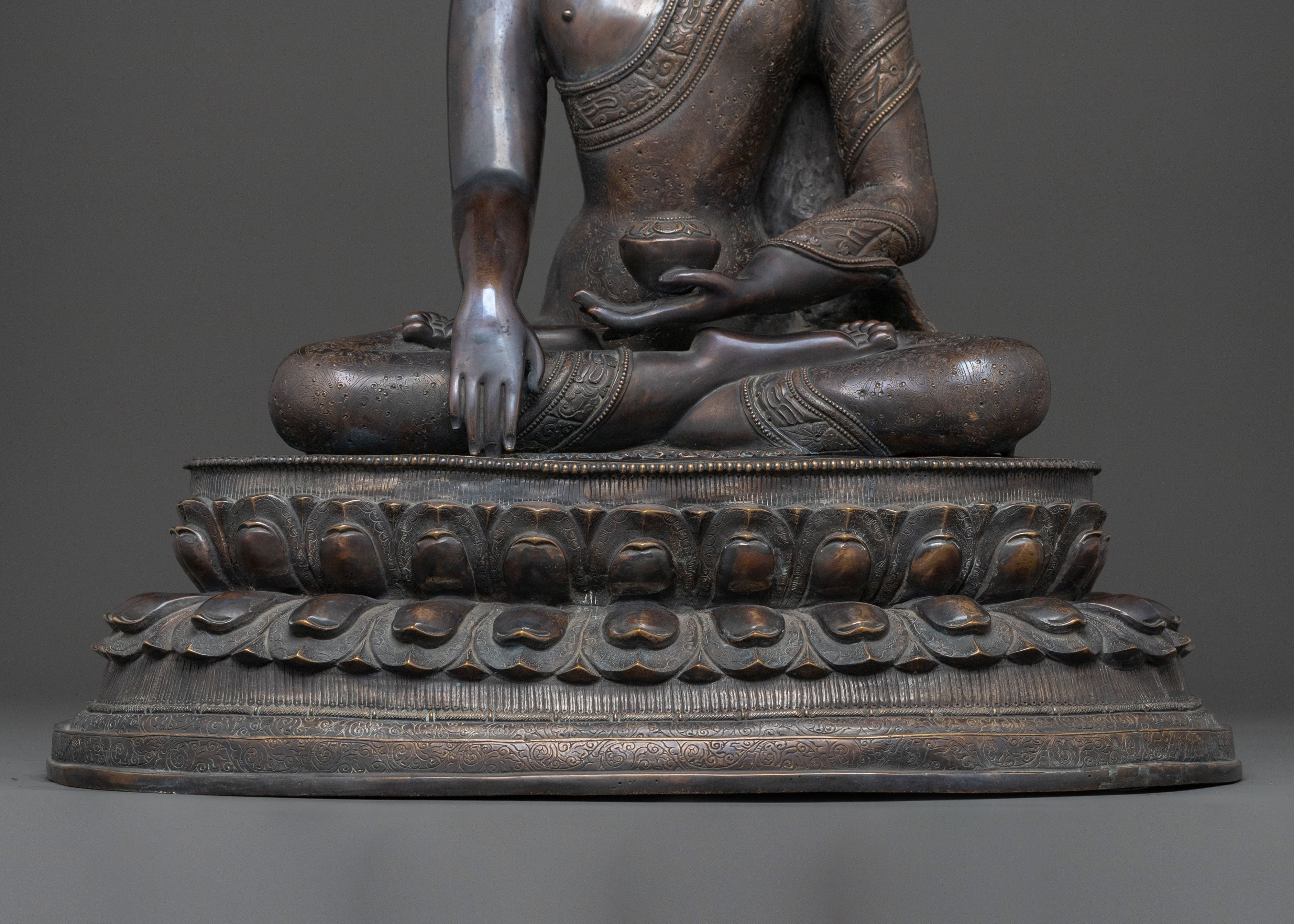 Shakyamuni Buddha Statue | Oxidized Copper Figurine