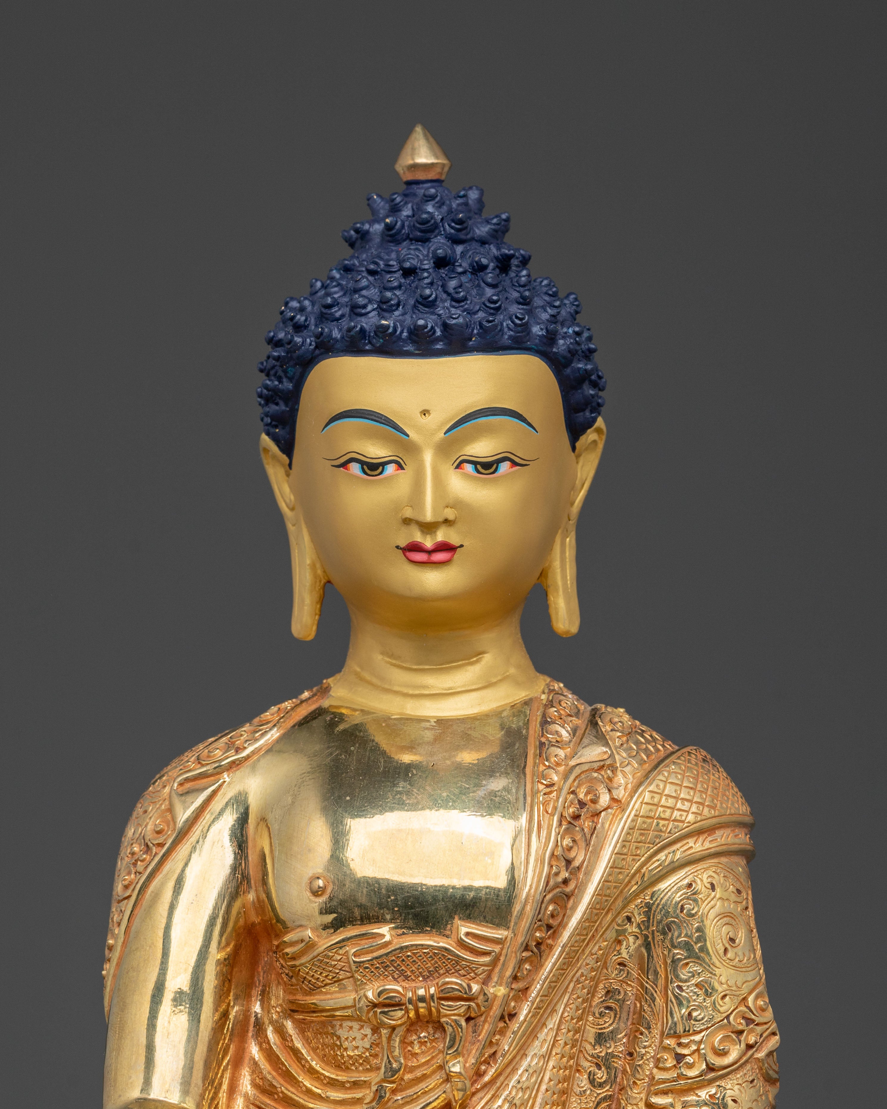Buddhist Icon Shakyamuni Buddha: 24K Gold Gilded