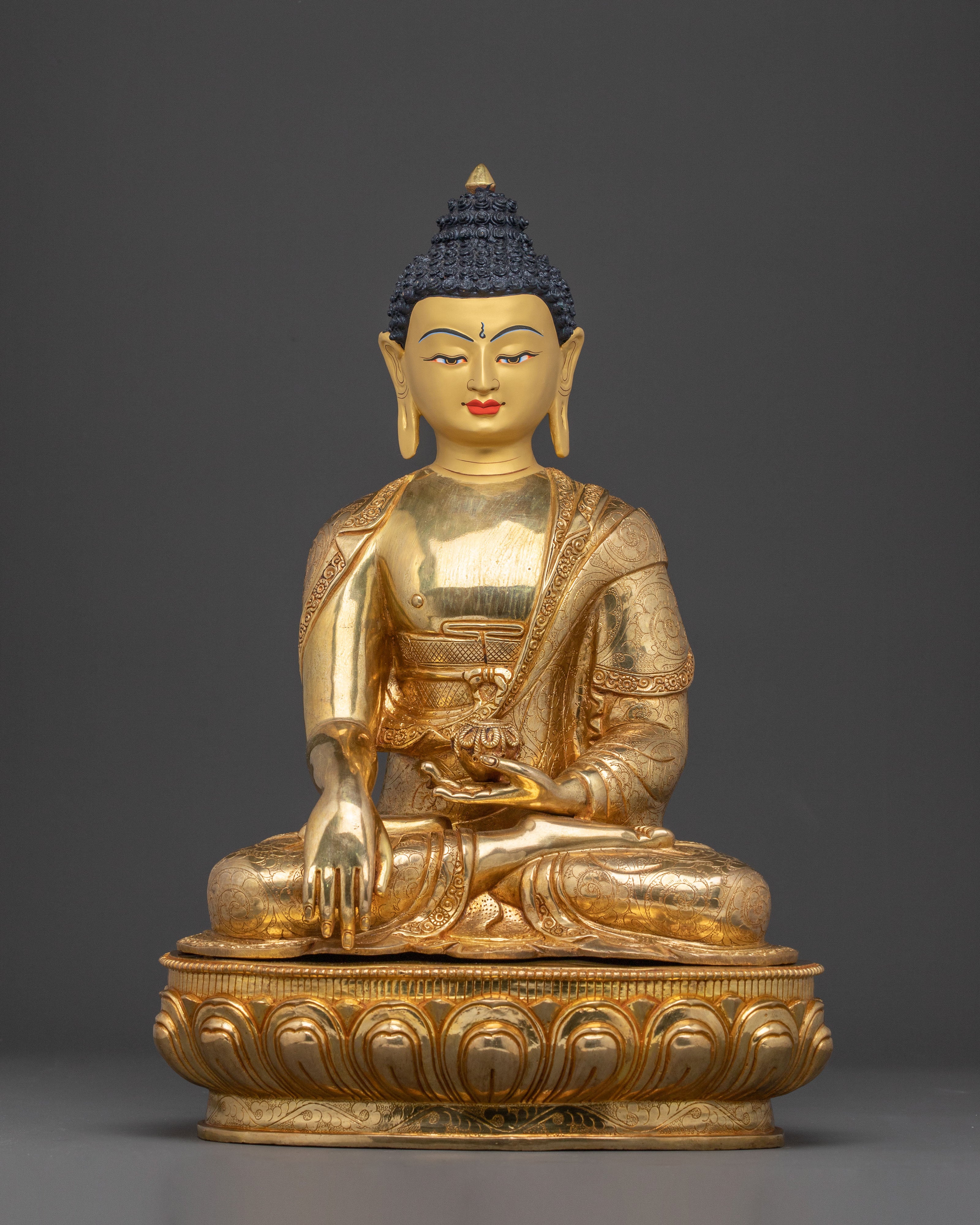 Handcrafted Divine Shakyamuni Buddha Statue: 24K Gold Gilded Serenity