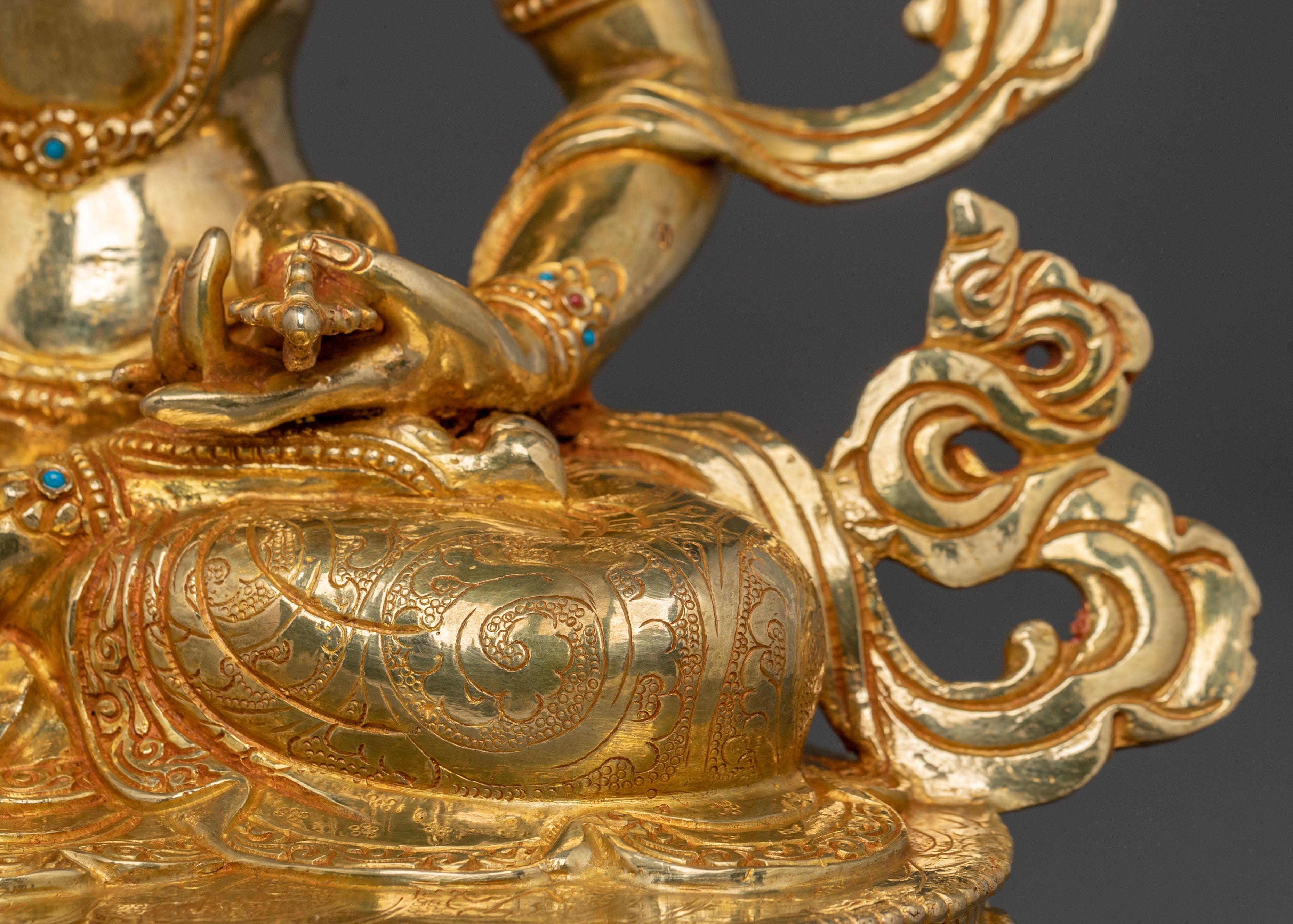 Vajrasattva Sculpture: 24K Gold Gilded Icon