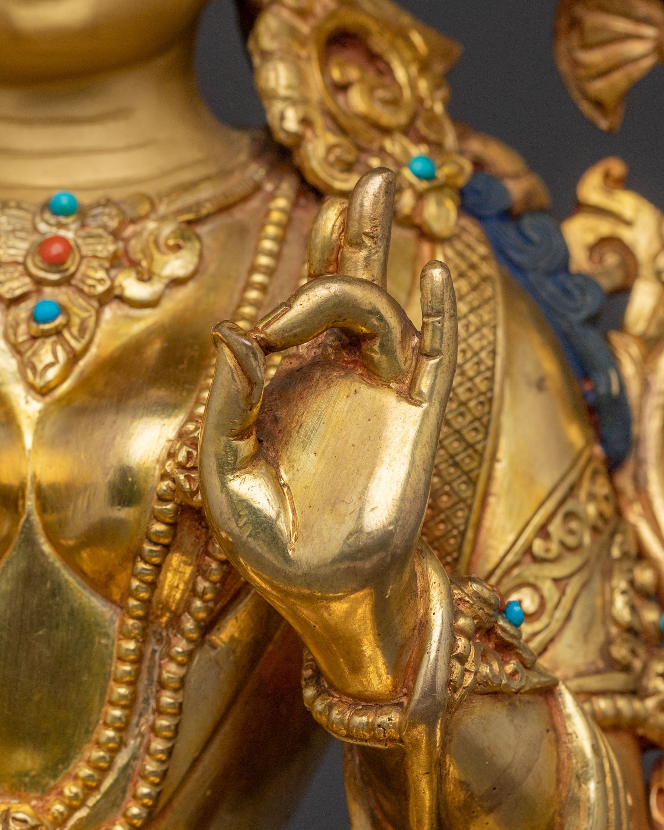 Green Tara Statue | Handcrafted 24K Gold Gilded