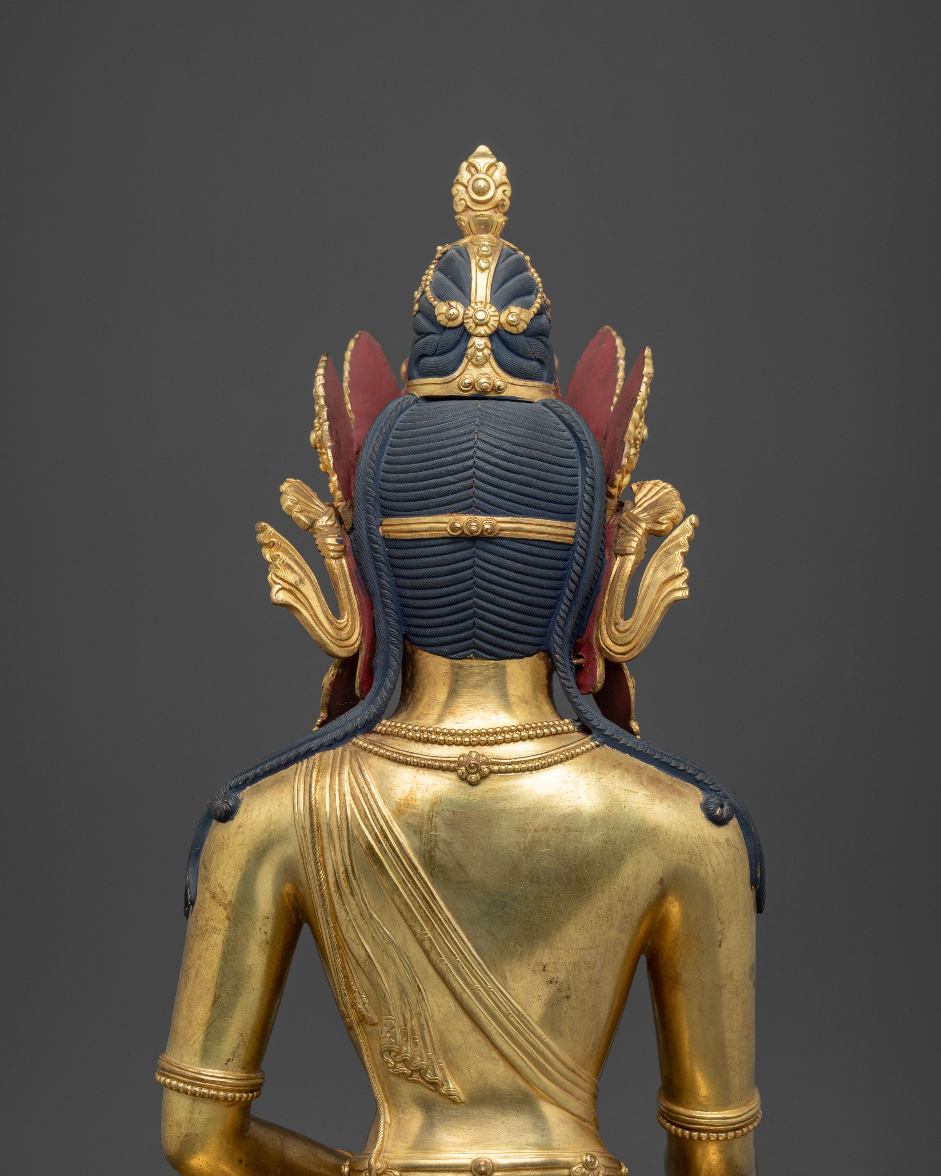 Traditional Himalayan Crown Shakyamuni Buddha Figure