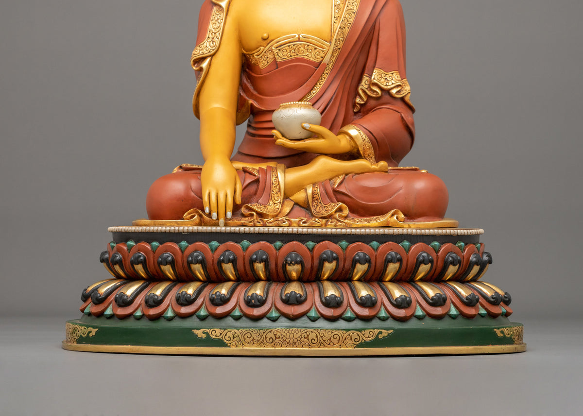 24K Gold Gilded Copper Three Buddha Statue Set | Sacred Buddhist Trio