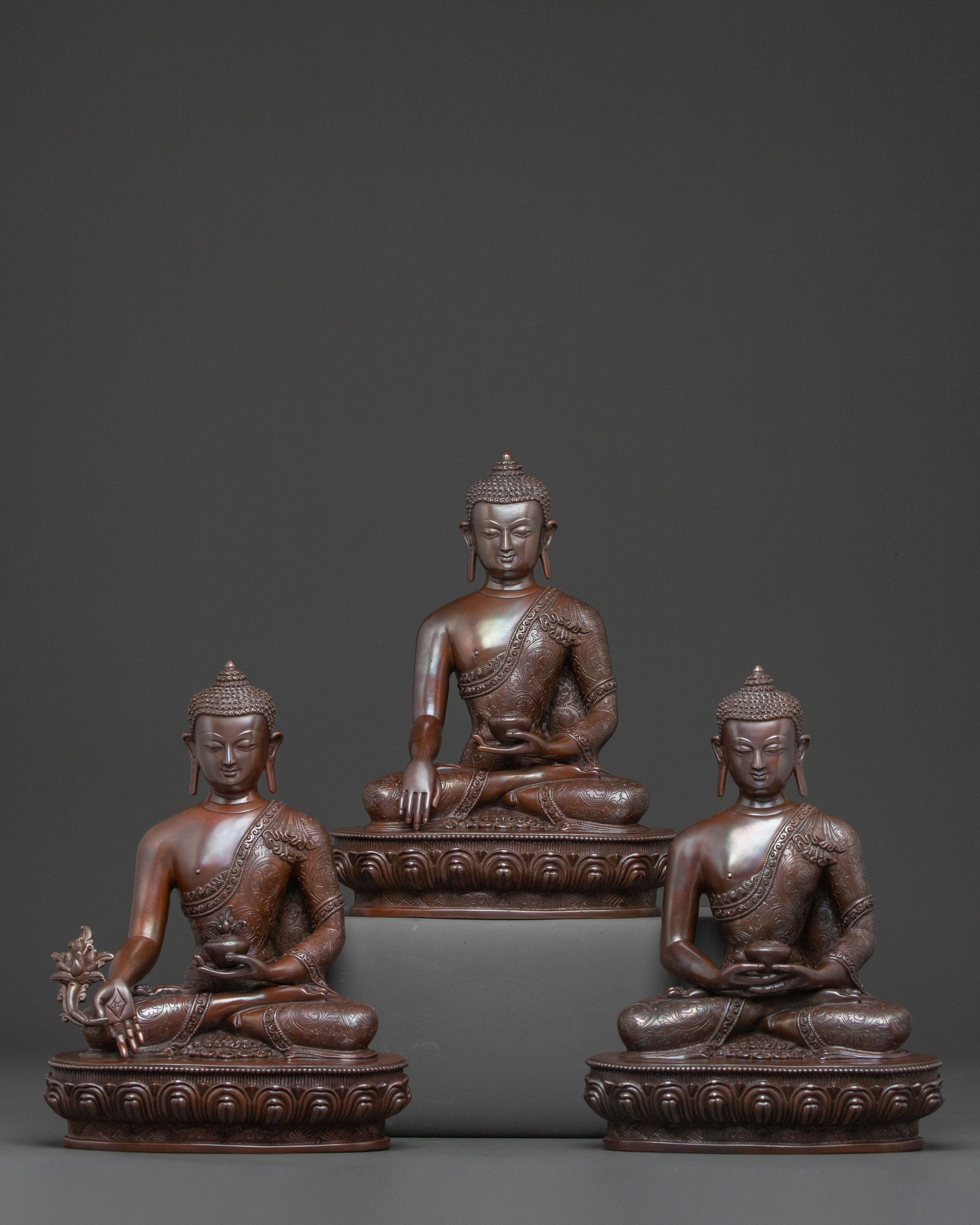 Tibetan Three Buddhas Statue Set