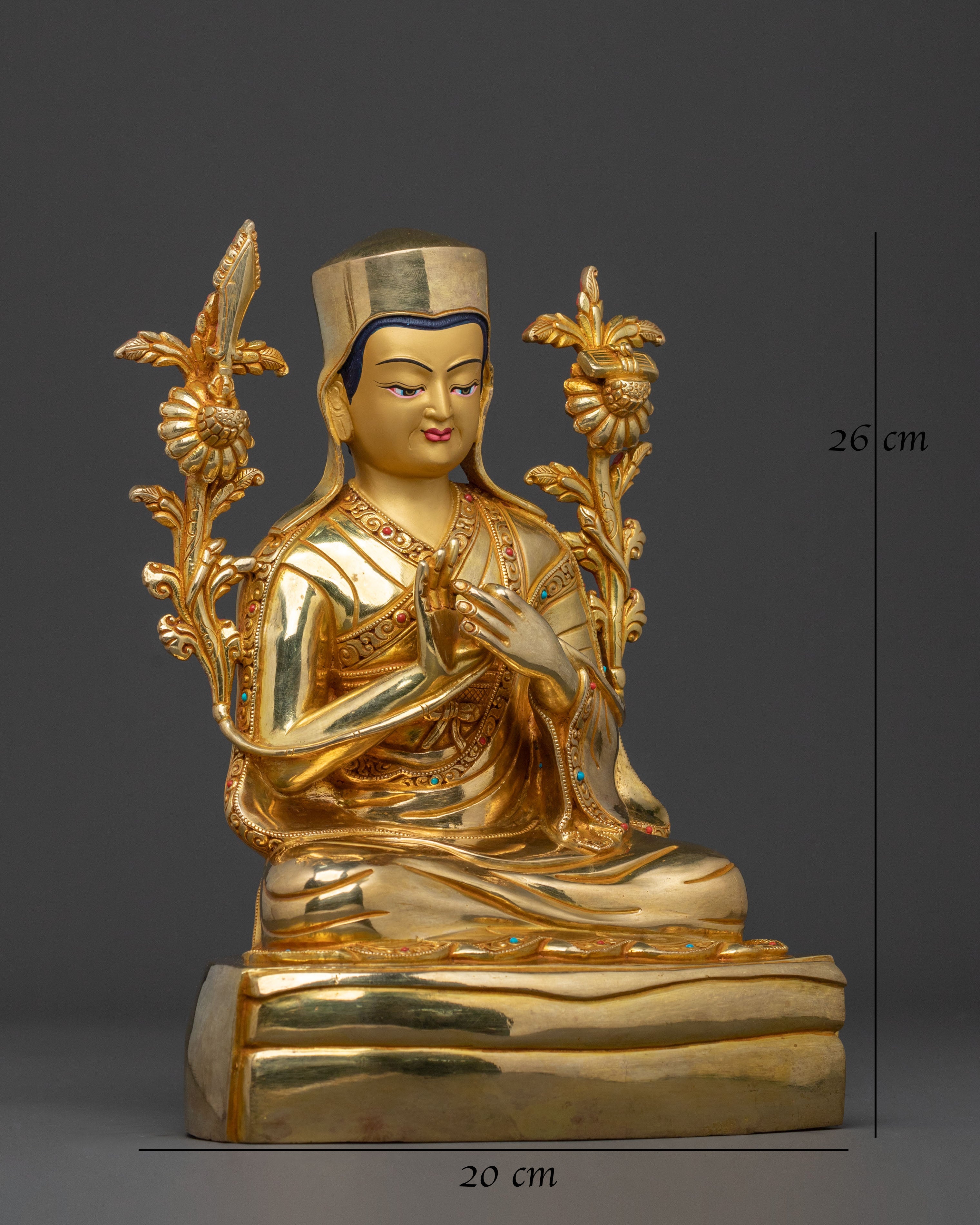 Shakya Master: 24K Gold Gilded Enlightenment Statue Set