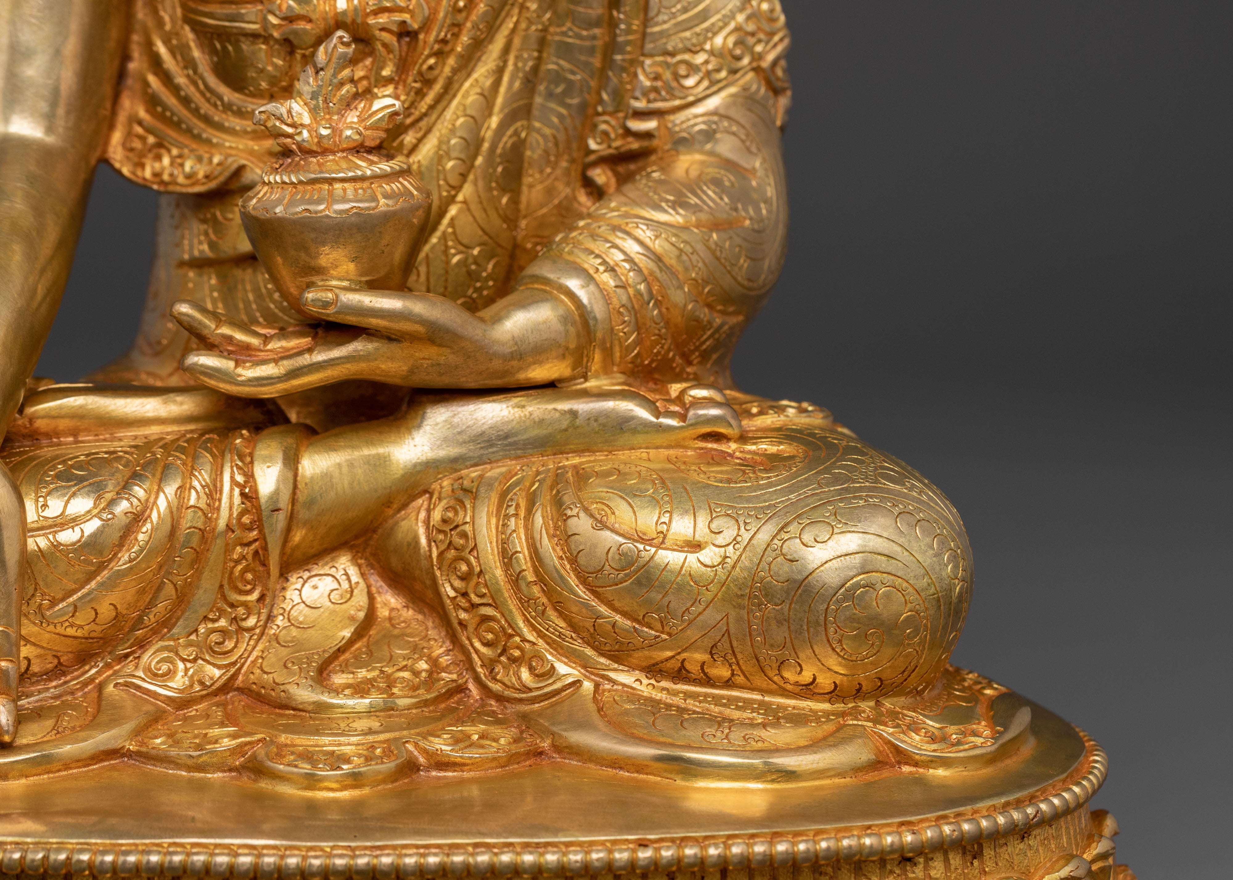 24K Gold Gilded Medicine Buddha Sacred Statue – Healing Radiance