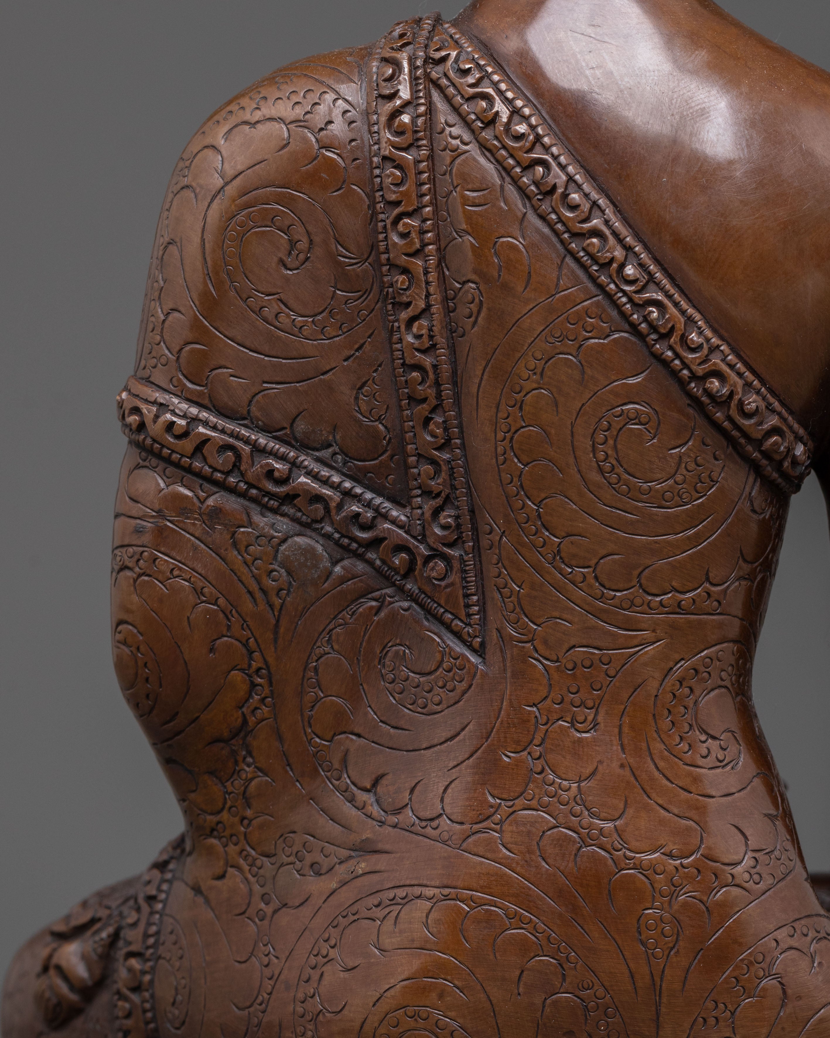 Shakyamuni Buddha: Oxidized Copper Figurine